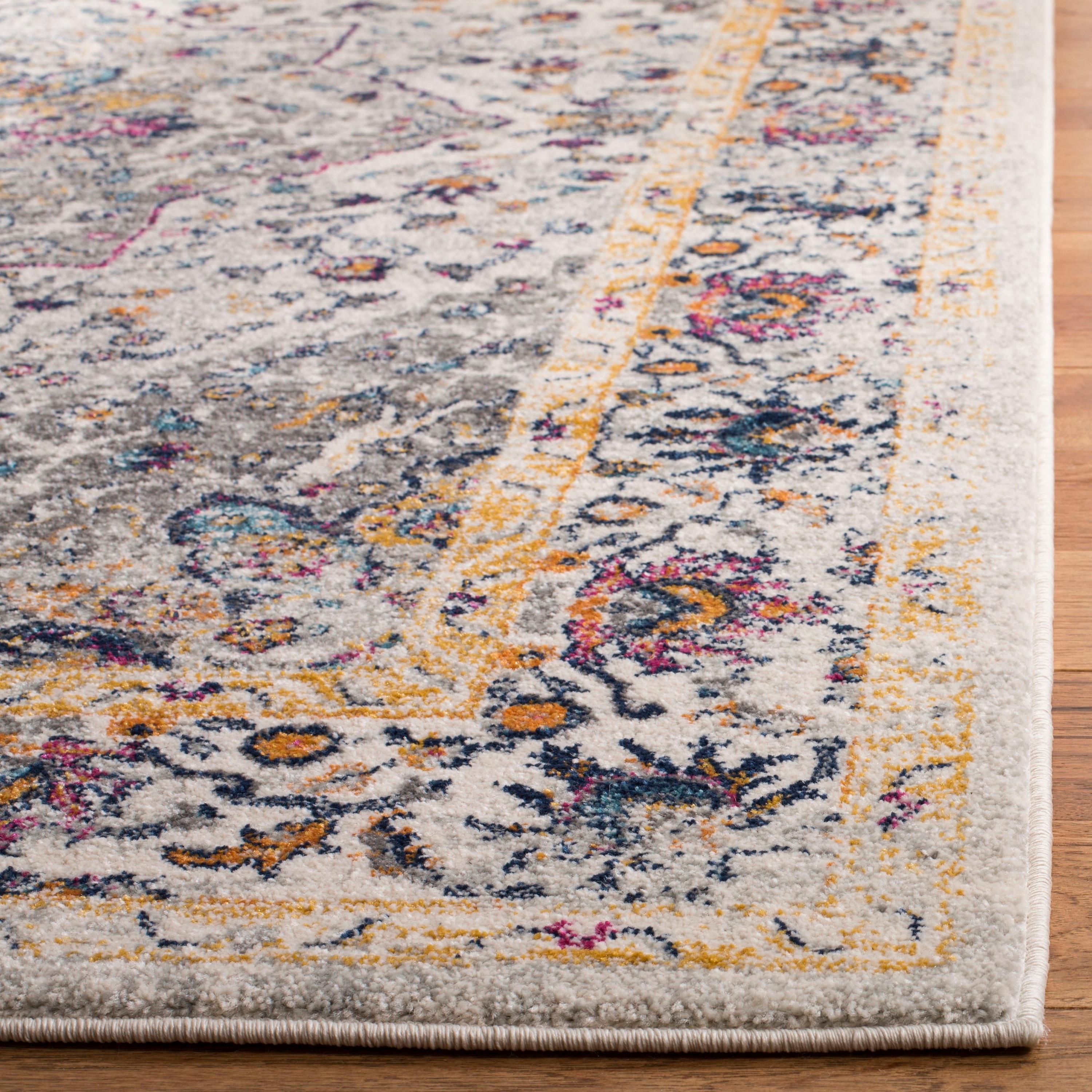 Evoke EVK288 Power Loomed Area Rug Ivory / Grey 6'-7" X 9' - Safavieh.