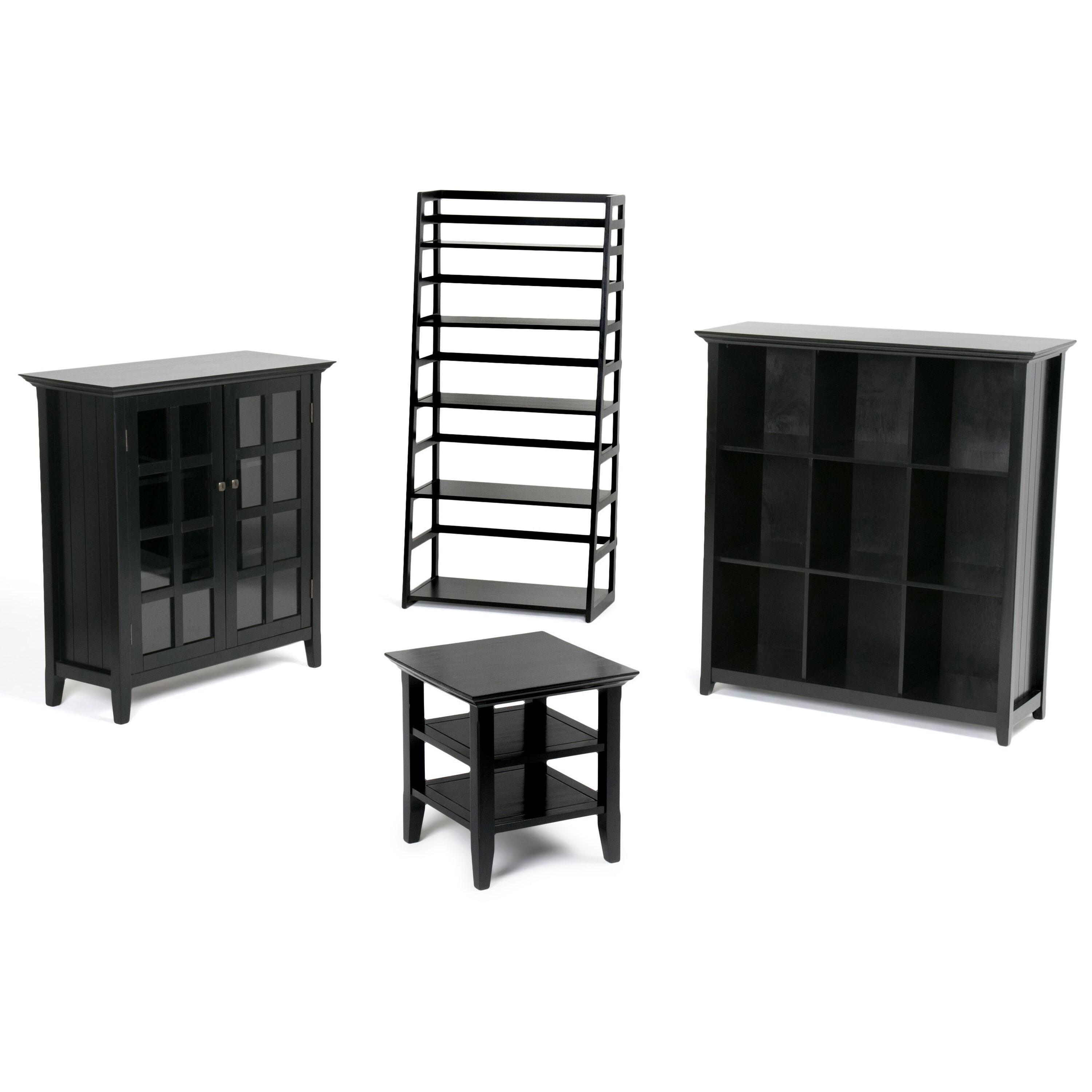 Simpli Home Acadian Solid Wood Shelf Storage Cabinet with Glass Doors and Adjustable Shelves