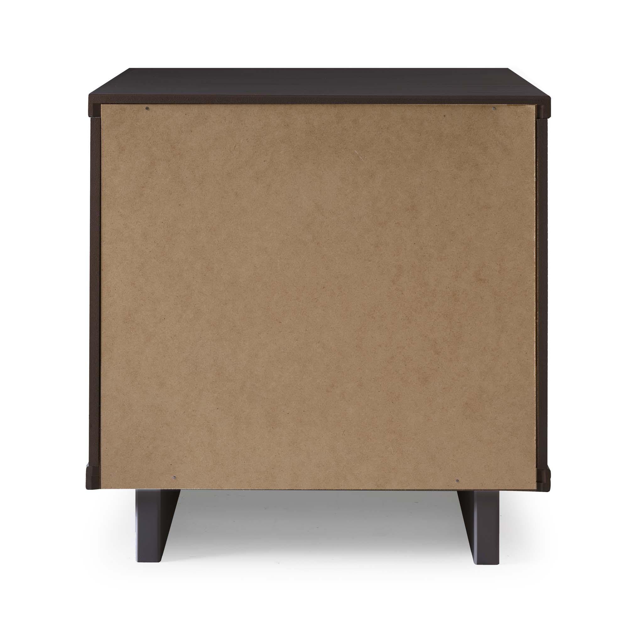 Manhattan Comfort Set of 2 Granville 2 Drawer Nightstands Dark Gray: Modern Design, Soft Close, Metal Handles