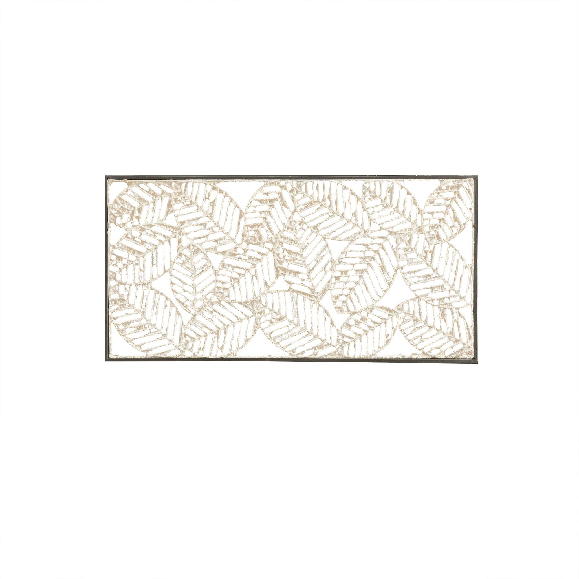 32" x 16" Paper Cloaked Leaves Unframed Wall Decor Natural: Madison Park Etched Botanical Artwork, Molded Hanger