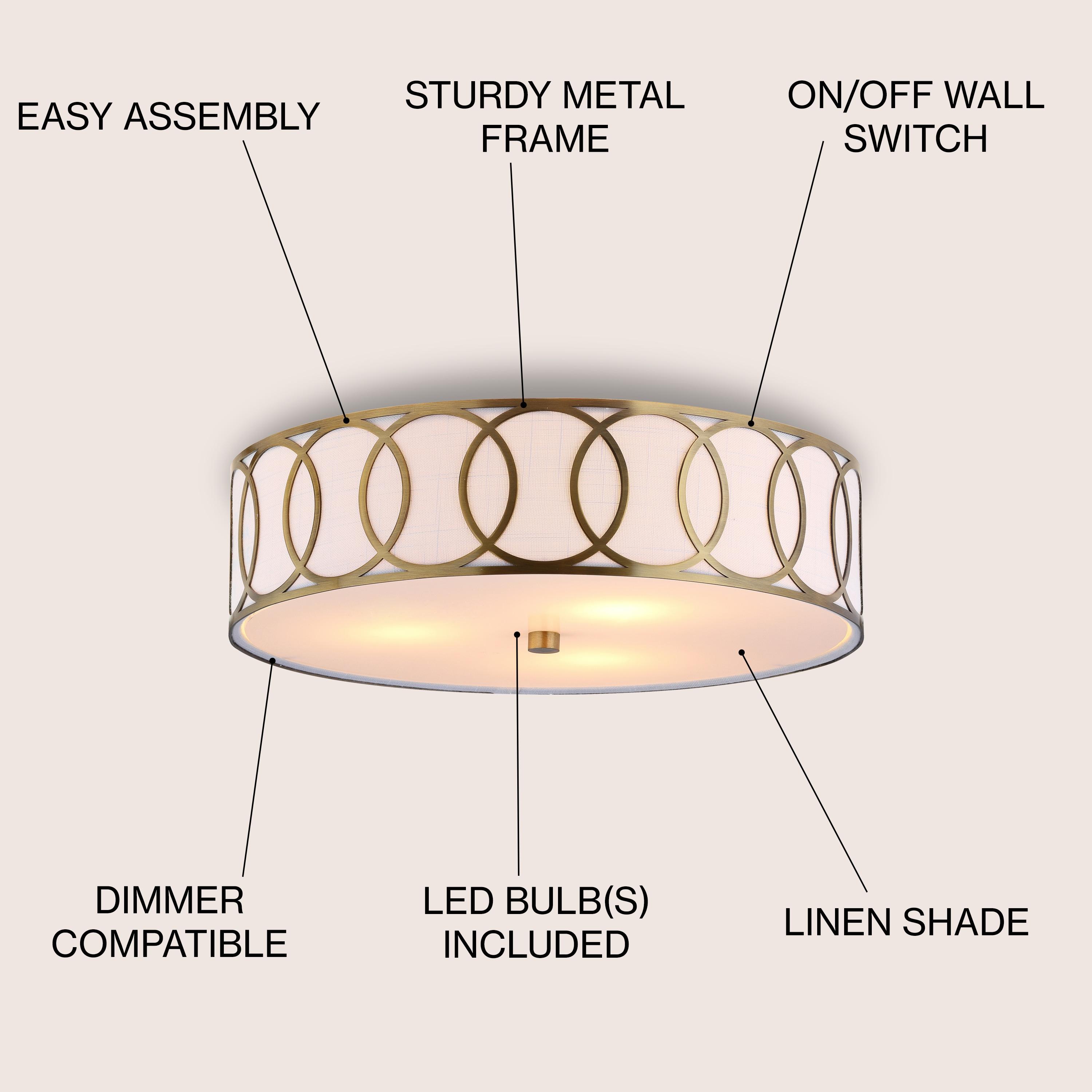 Aubrey 3-Light 15.5" Metal LED Flush Mount, Brass