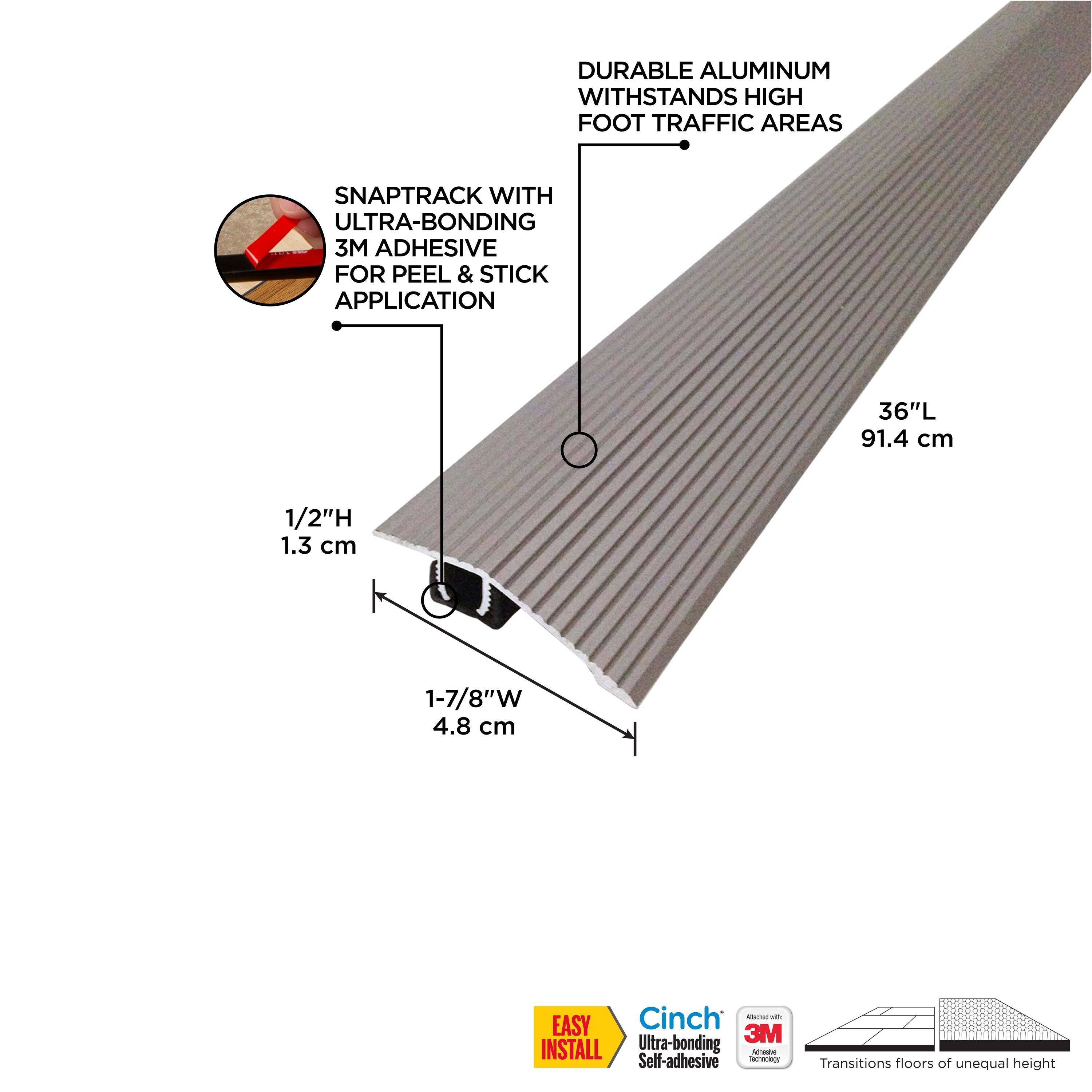 M-D Building Products 43318 1-7/8 In. X 36 In. Satin Nickel Aluminum CINCH® Reducer Fluted w/Snaptrack