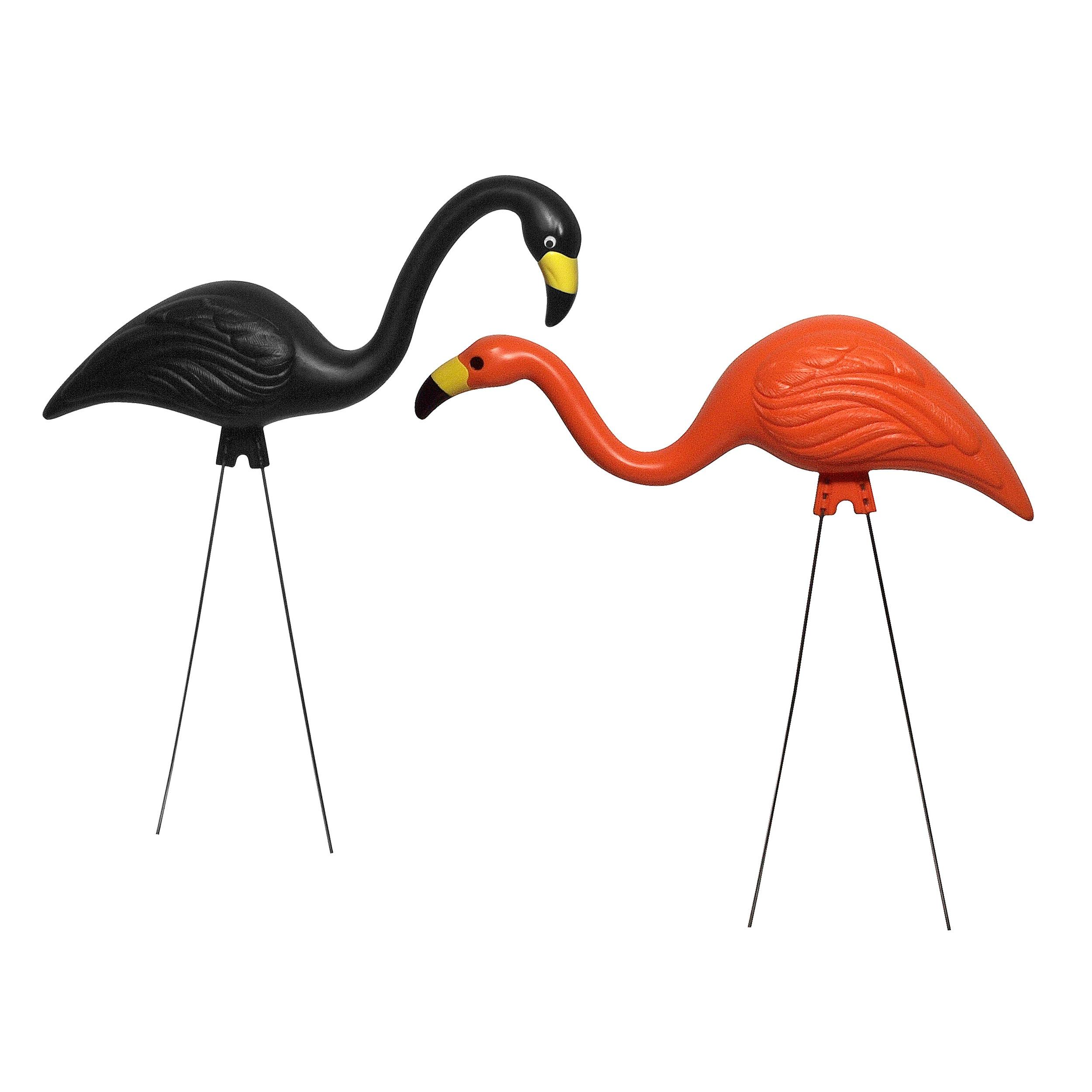Bloem Spooky Indoor/Outdoor Black and Orange Halloween Flamingo Yard Decorations with Metal Stakes