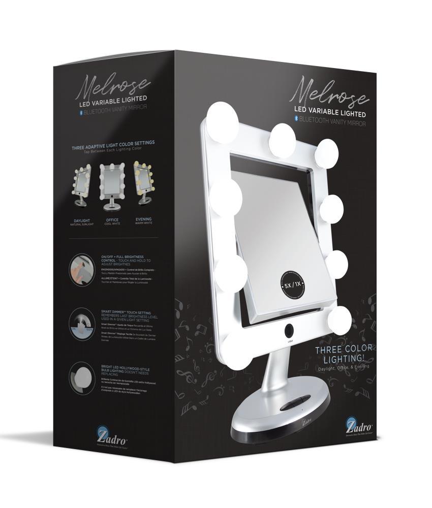 Zadro Melrose LED Makeup Mirrors w/ Magnification & Bluetooth Speaker