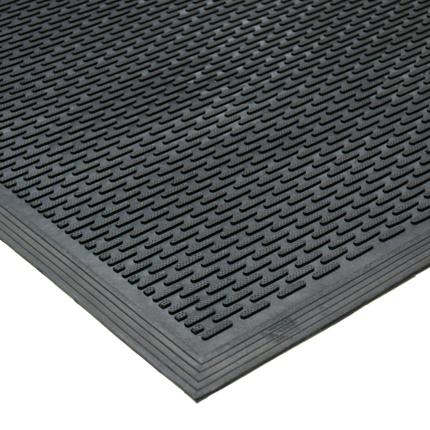 Rubber-Cal "Dura-Scraper Linear" Rubber Entrance Door Mat - Black