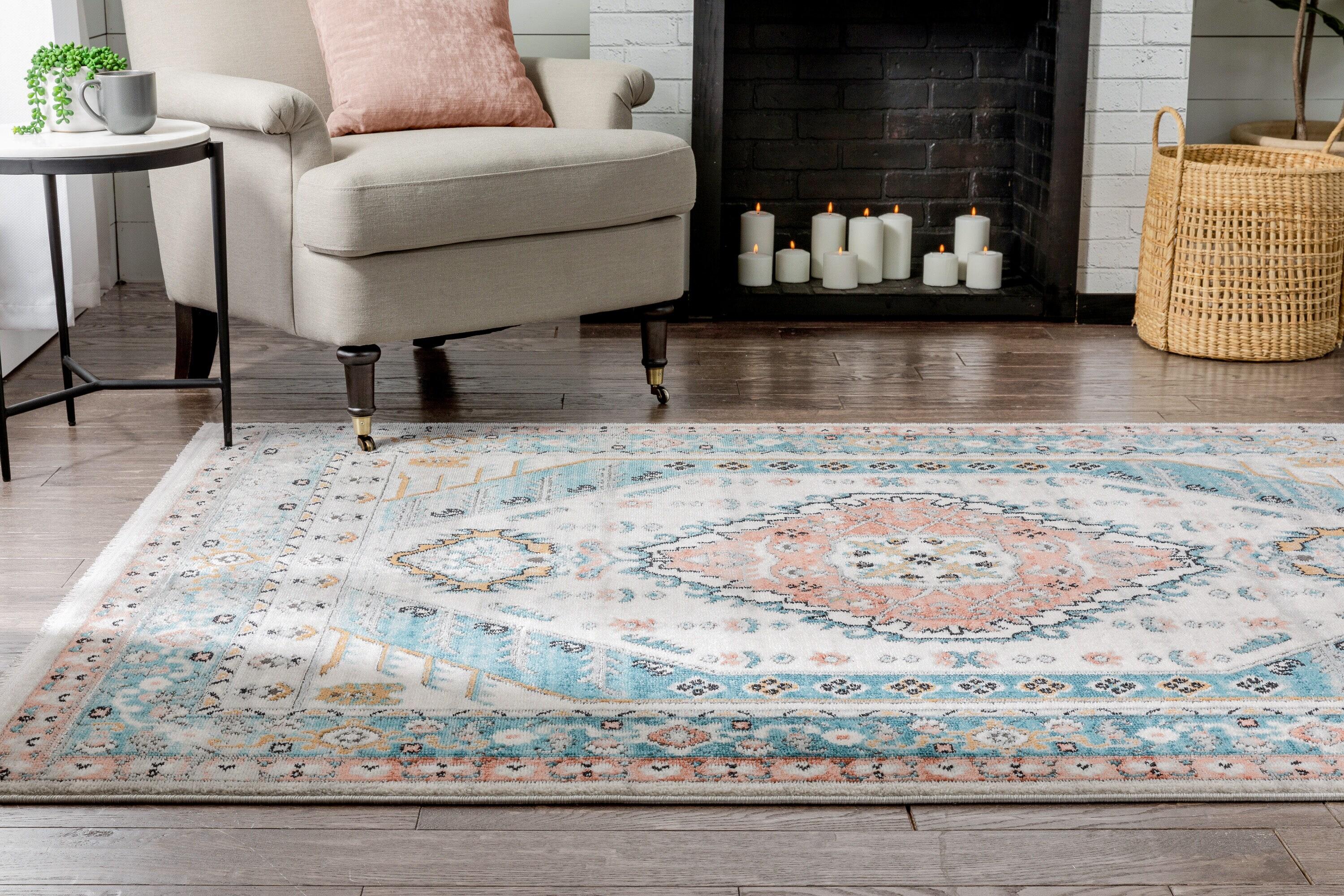 Espinal Oriental Blue/Ivory Area Rug