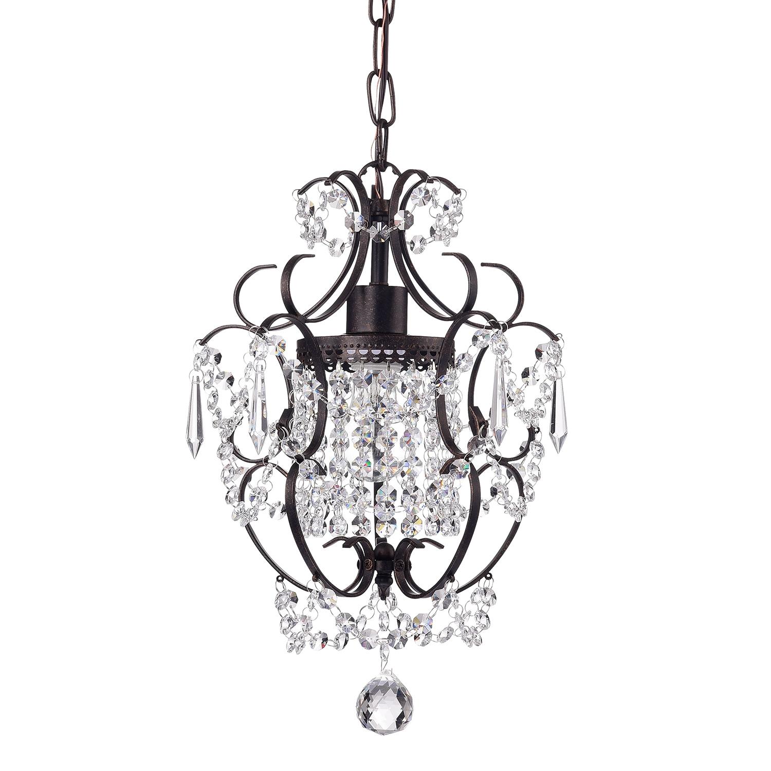 Antique Bronze Mini Crystal Glam Chandelier Pendant