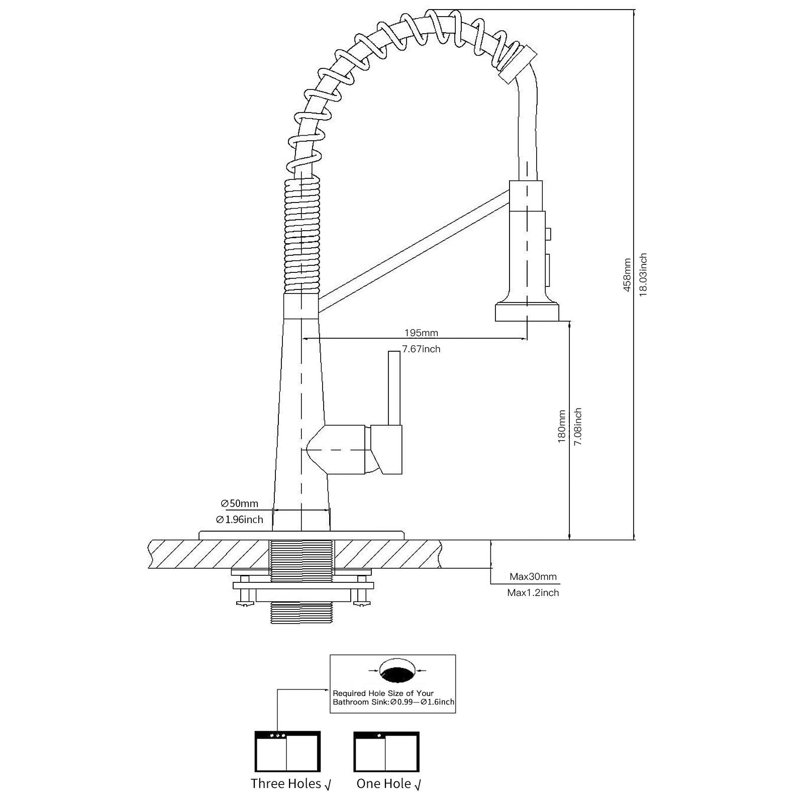 Single-Handle Pull-Down Sprayer 2 Spray High Arc Kitchen Faucet With Deck Plate