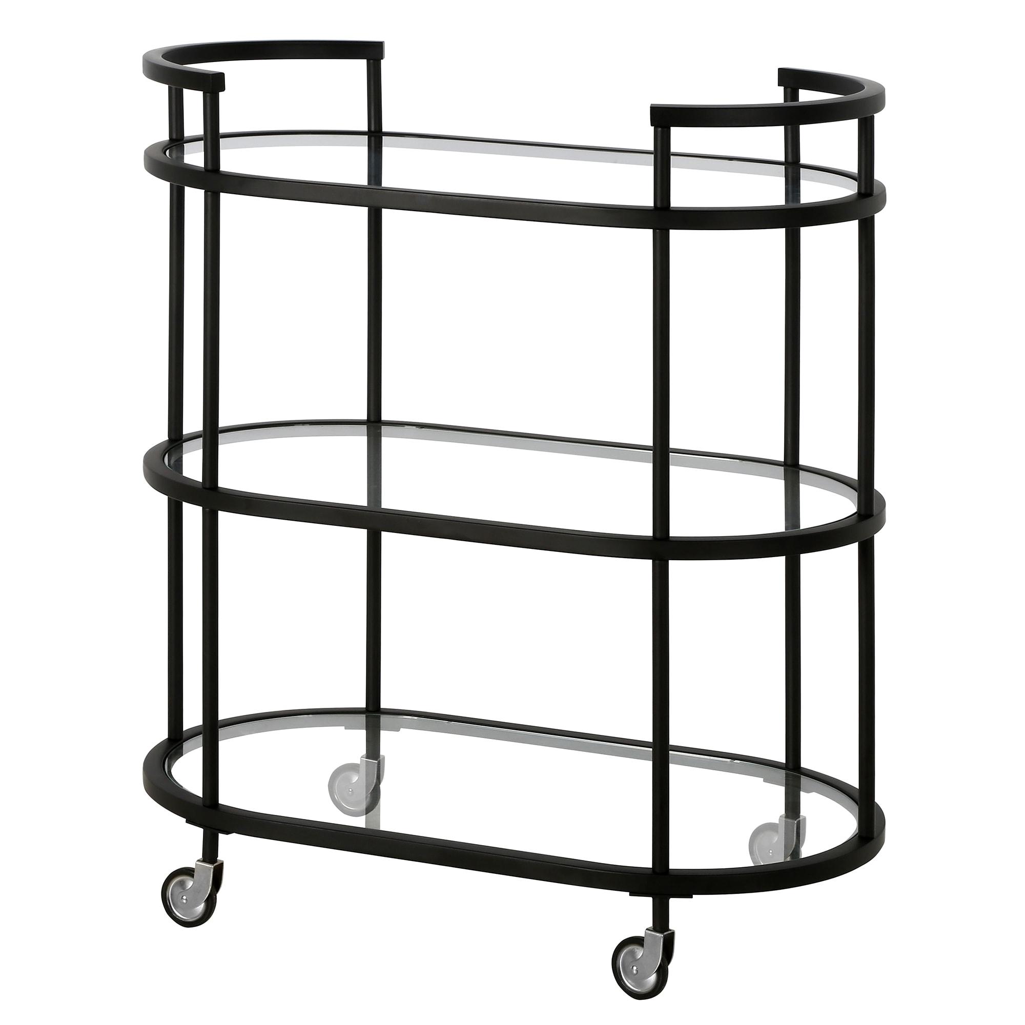 Henn&Hart 30" Blackened Bronze Metal/Glass Bar Cart