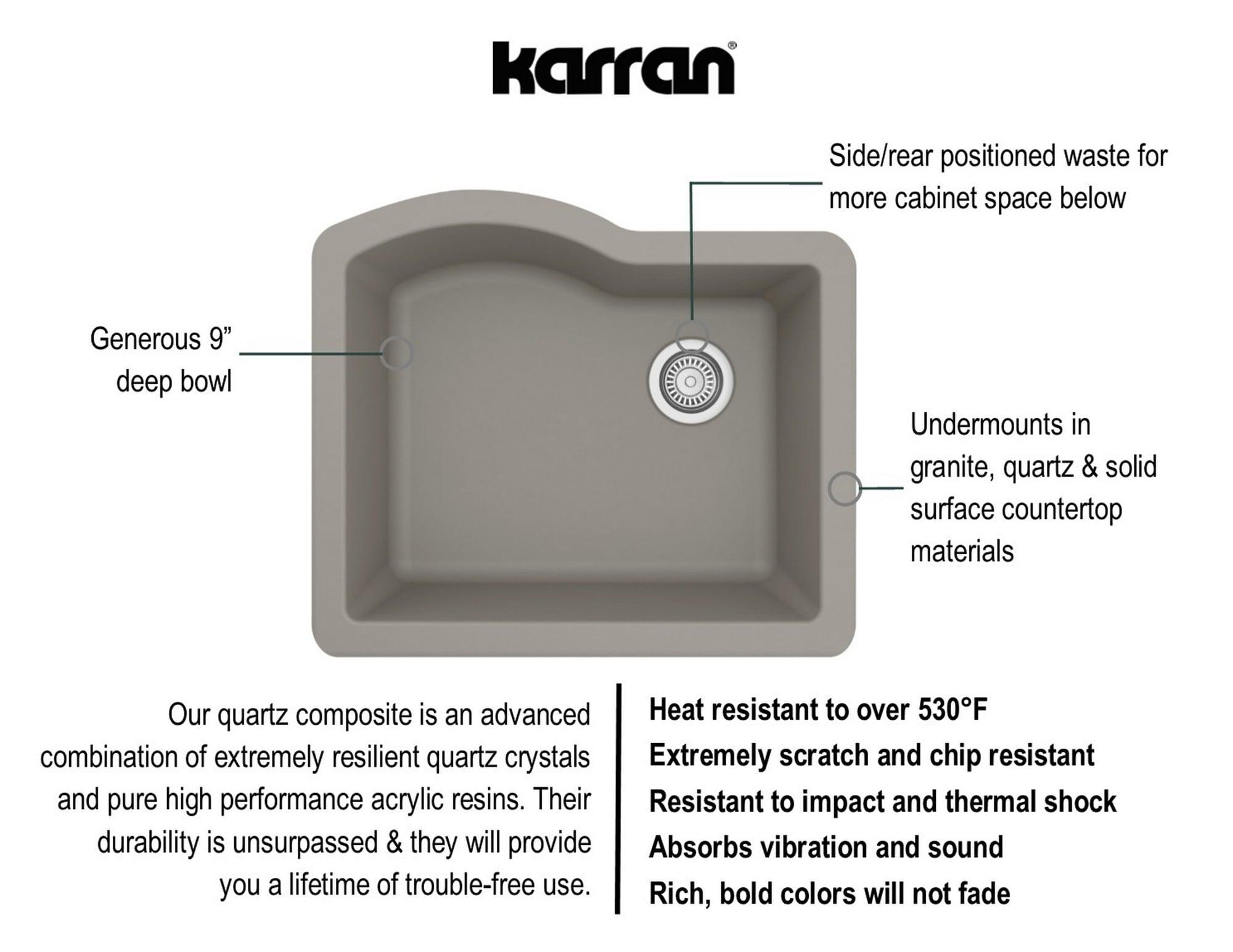 Karran Undermount Quartz Composite 24'' X 20-3/4'' Single Bowl Kitchen Sink