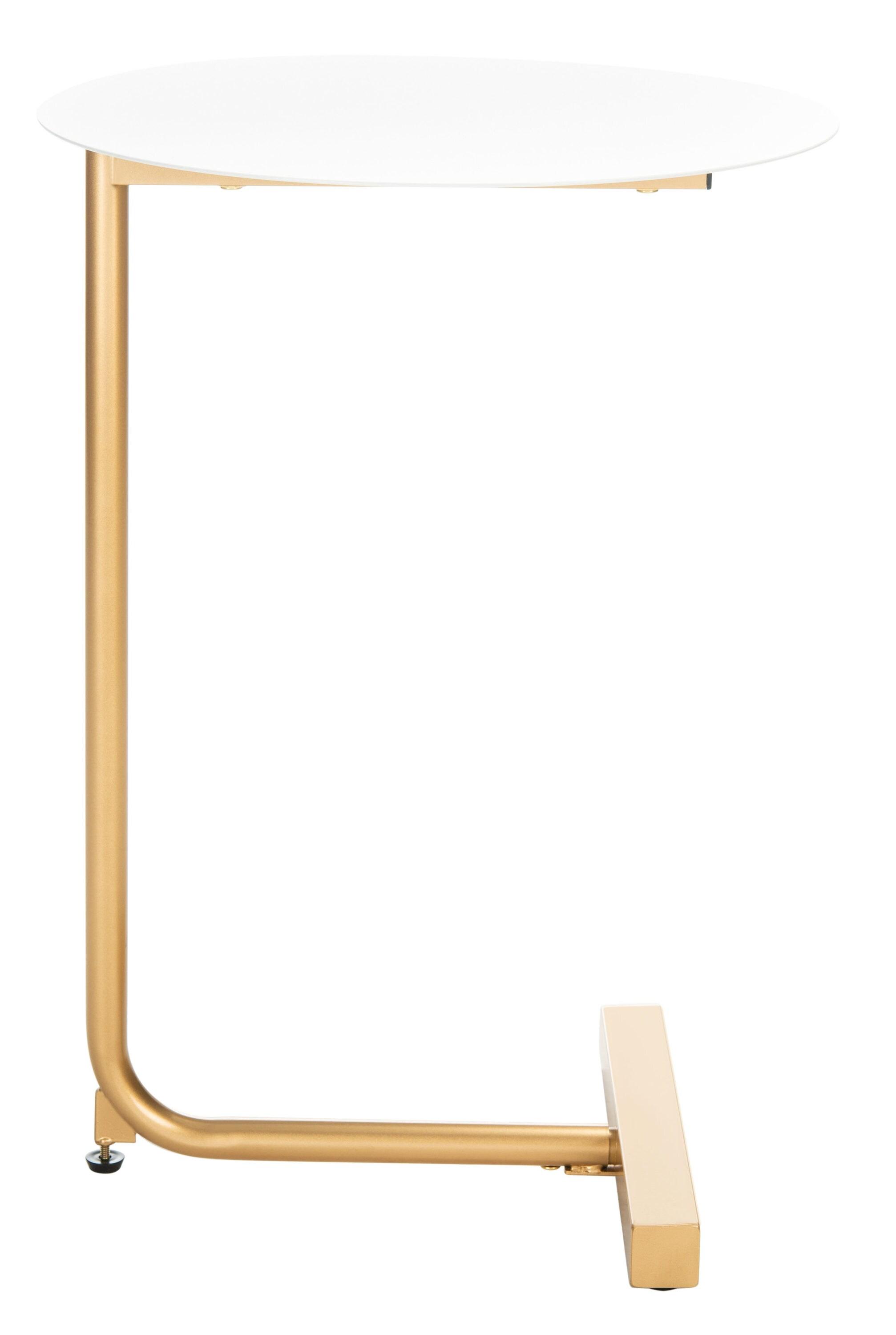 Haylee Round Side Table - White/Gold - Safavieh.