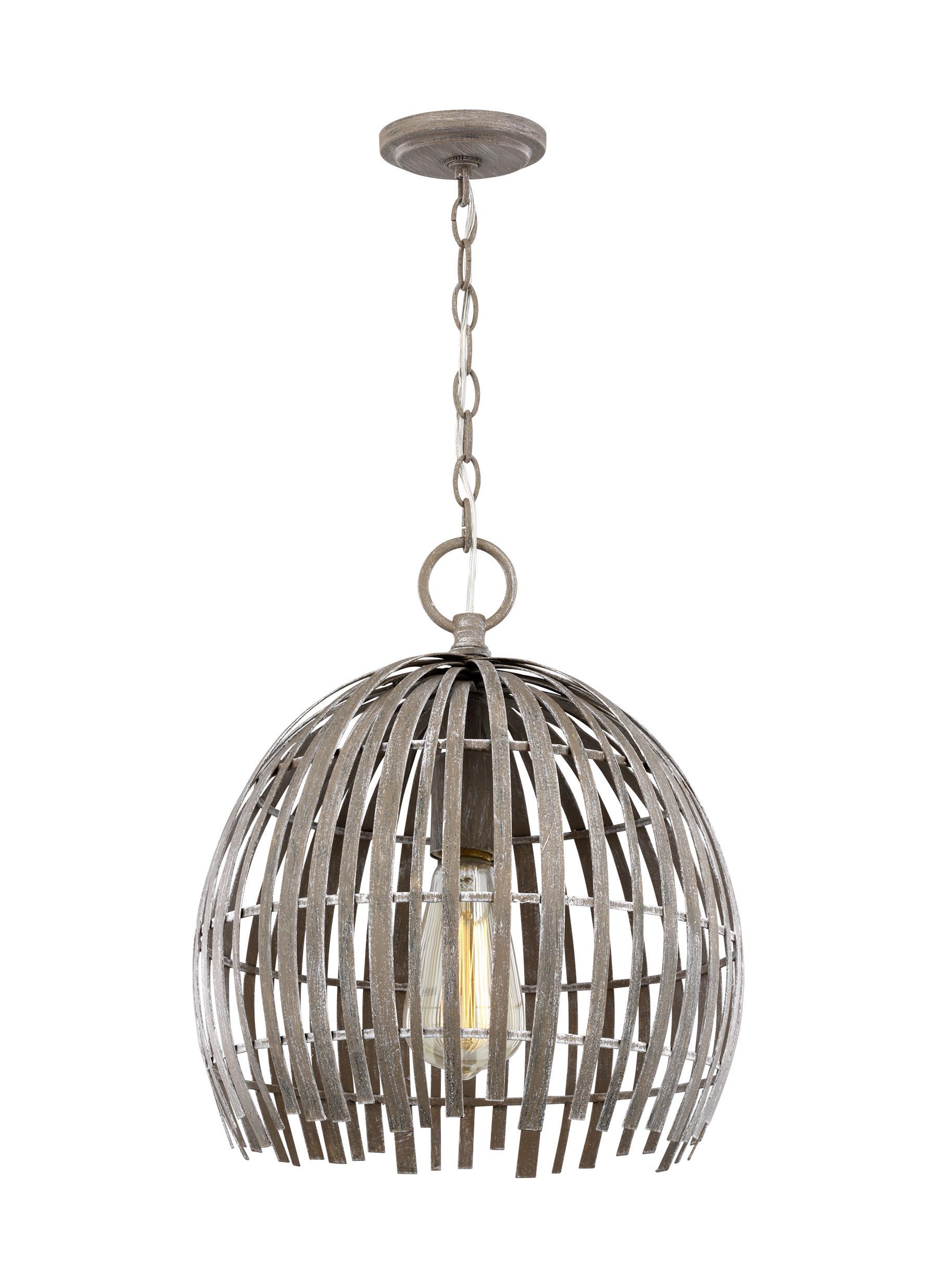 Hanalei Contemporary 1-Light Washed Pine Indoor/Outdoor Pendant