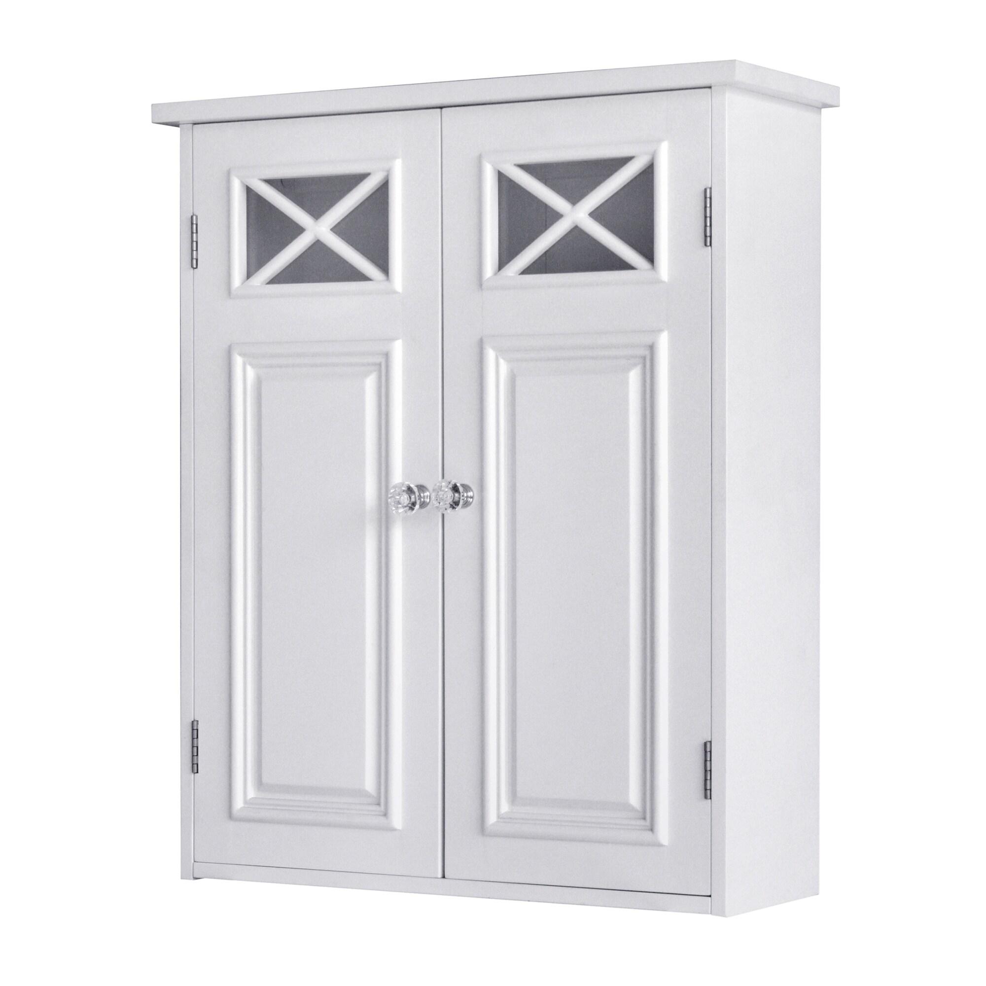 Dawson Two Doors Wall Cabinet White - Elegant Home Fashions: Traditional Style, Semi-Gloss Finish, Bathroom Storage