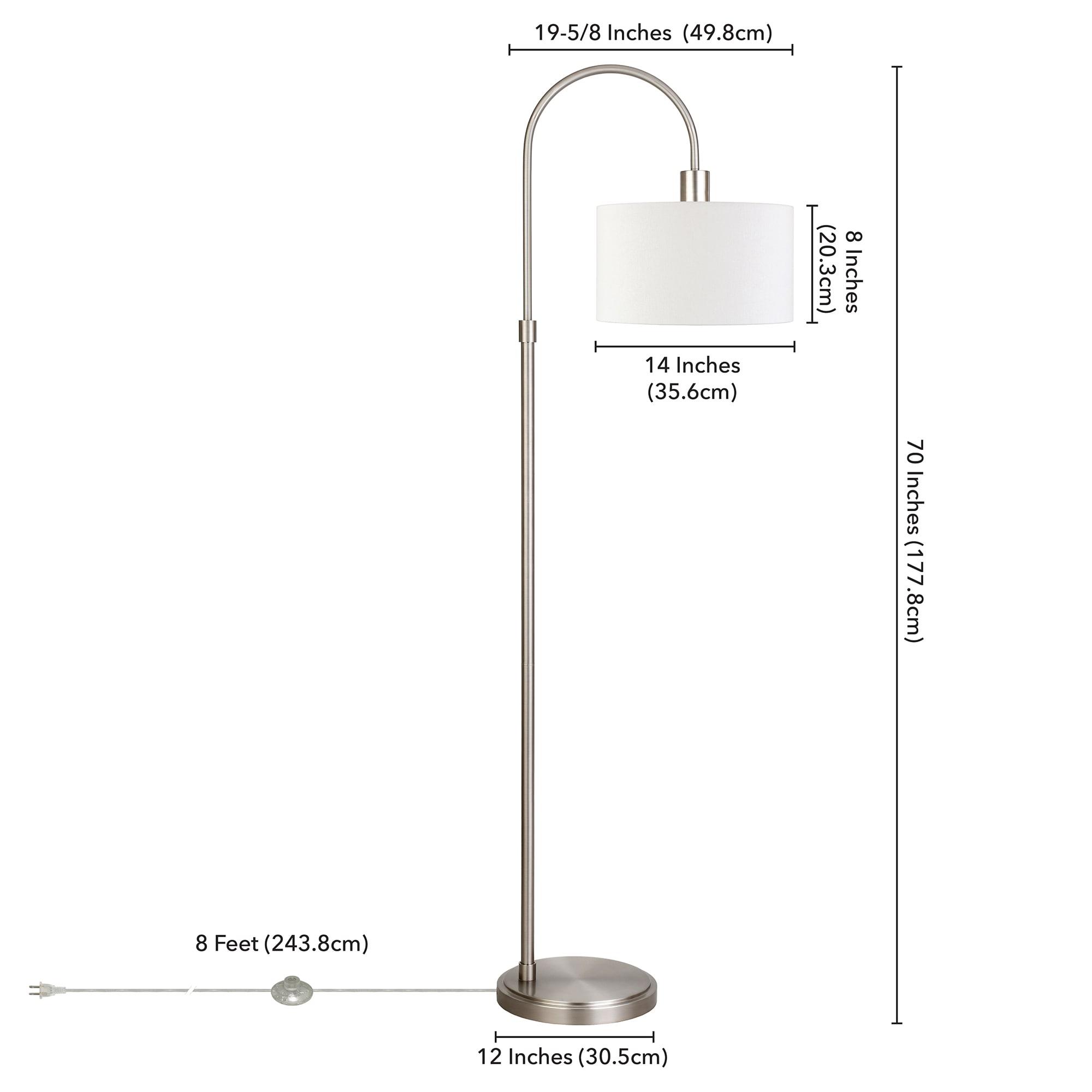 Evelyn&Zoe Transitional 70" Tall Brushed Nickel Floor Lamp