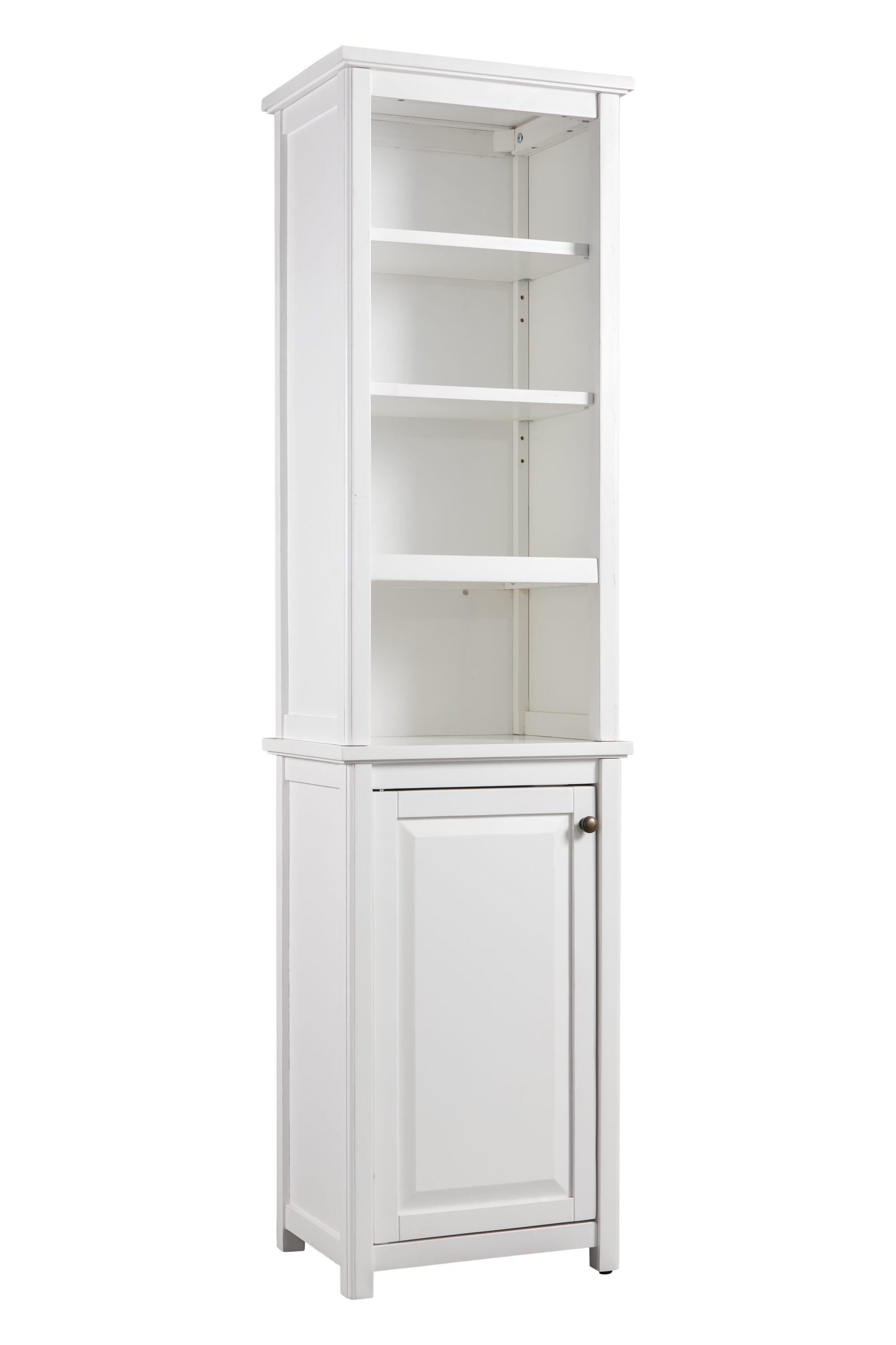 Dorset Bathroom Storage Tower with Open Upper Shelves and Lower Cabinet - Alaterre Furniture