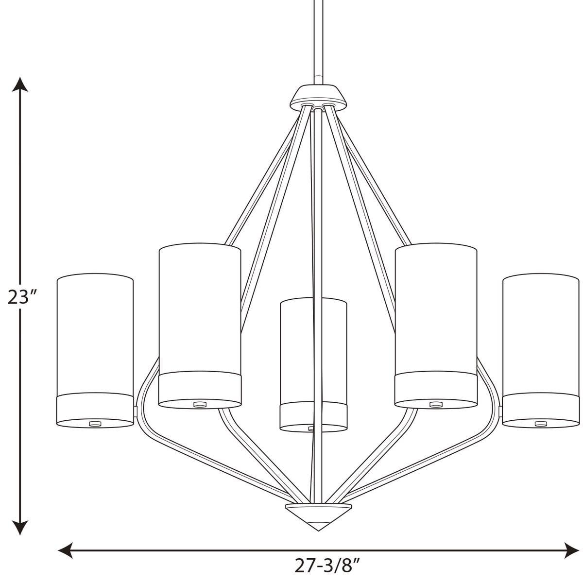 Progress Lighting Elevate 5-Light Chandelier, Steel, Matte Black, Glass Shades