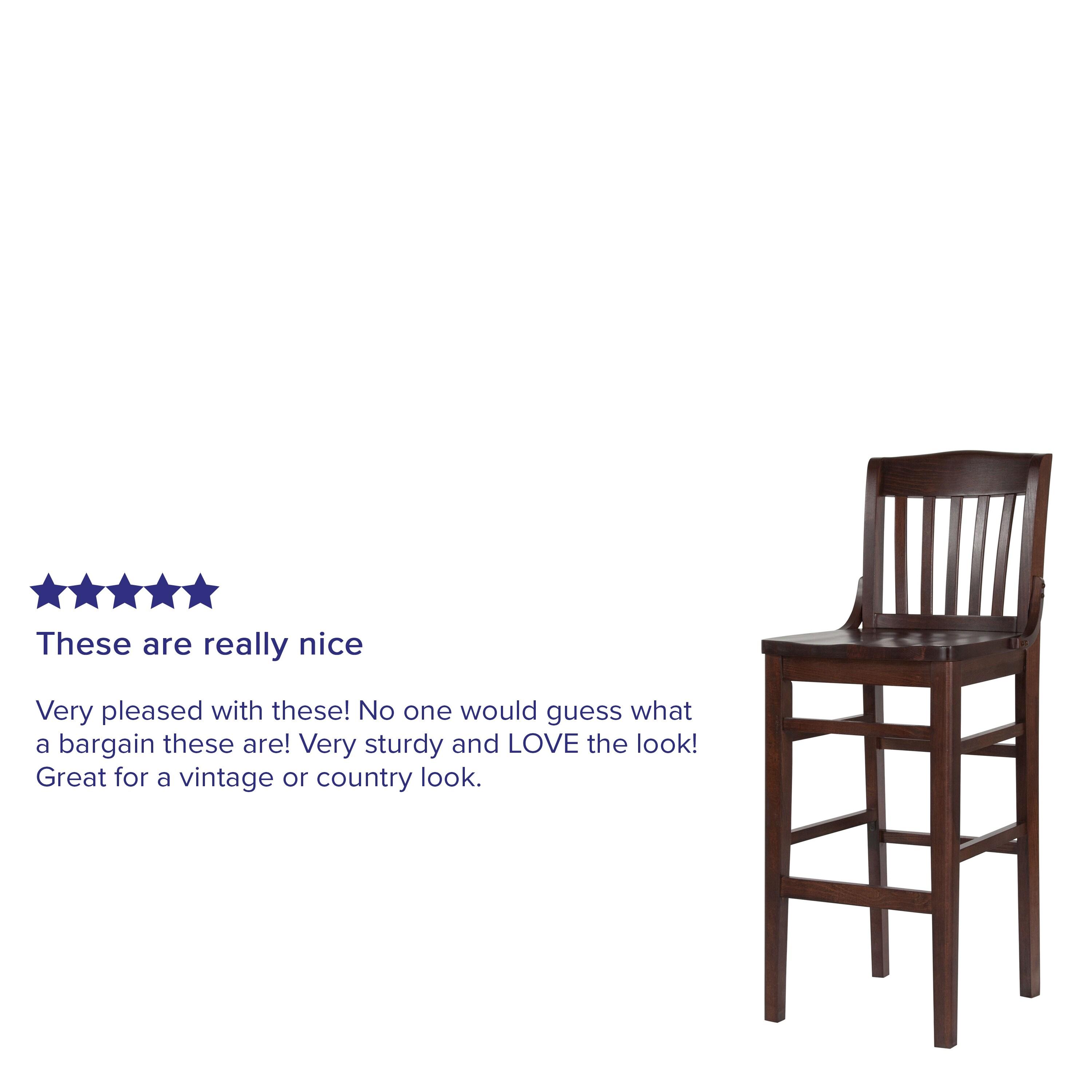Flash Furniture HERCULES Series School House Back Walnut Wood Restaurant Barstool