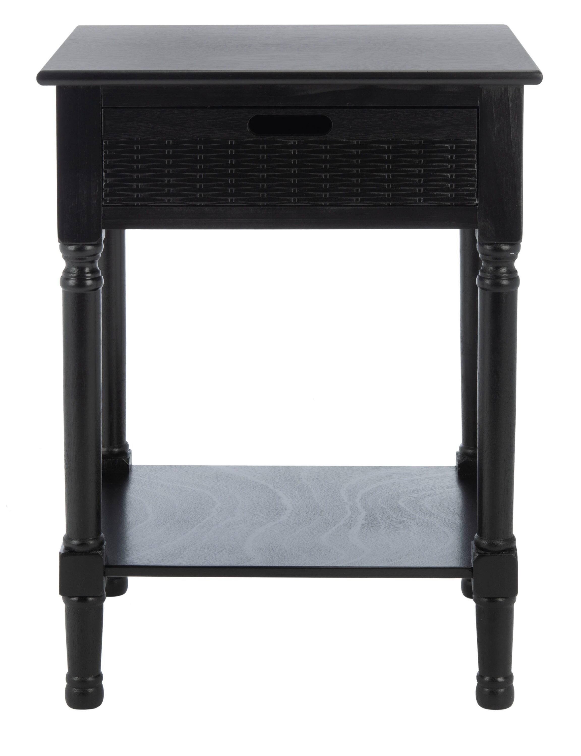 Landers 1 Drawer Accent Table - Black - Safavieh.