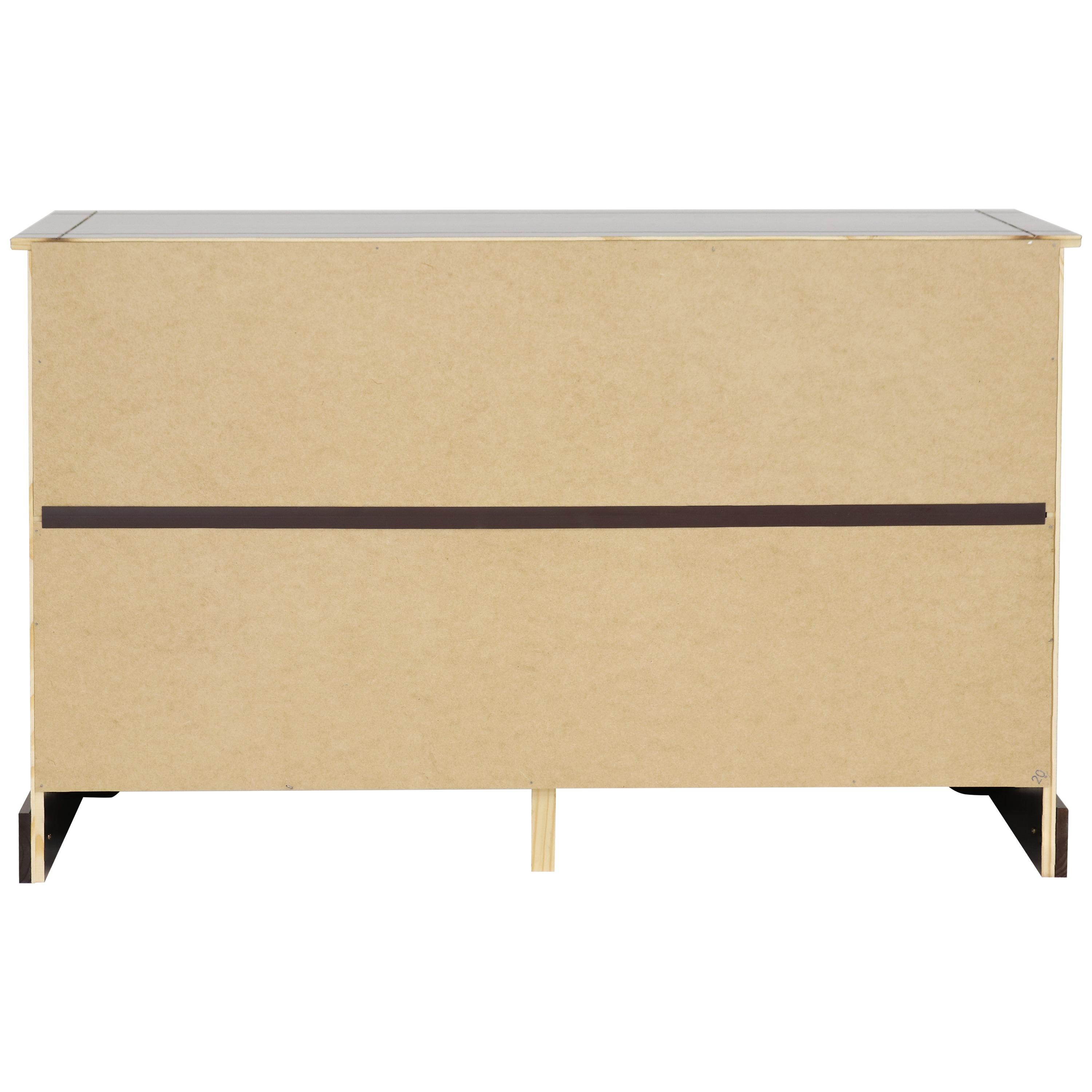 Sunnydaze Sideboard with 3 Drawers and 3 Doors - Solid Pine Construction - Dark Brown- 32"
