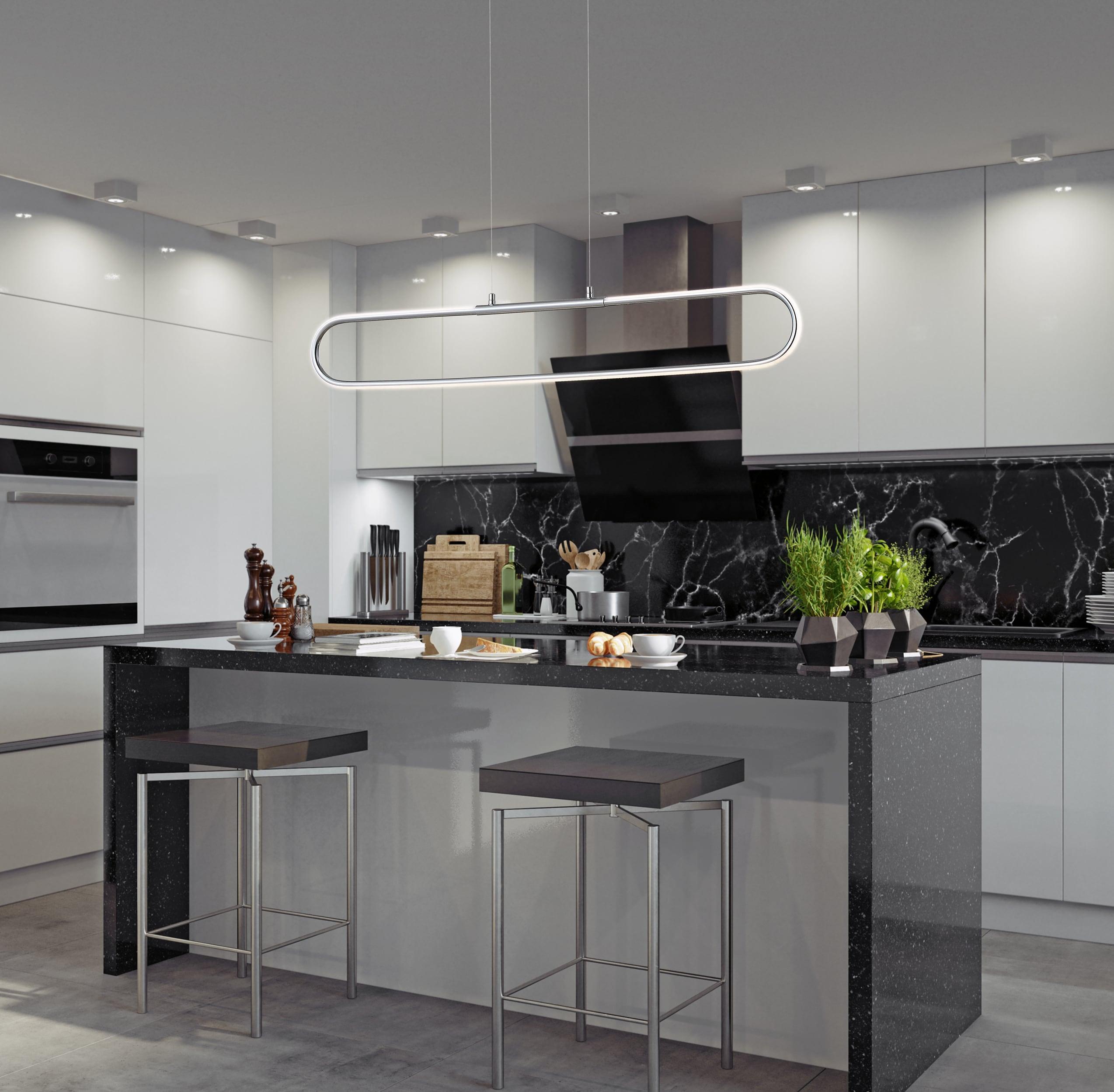 Ned 39" Dimmable Adjustable Integrated LED Metal Linear Pendant, Chrome