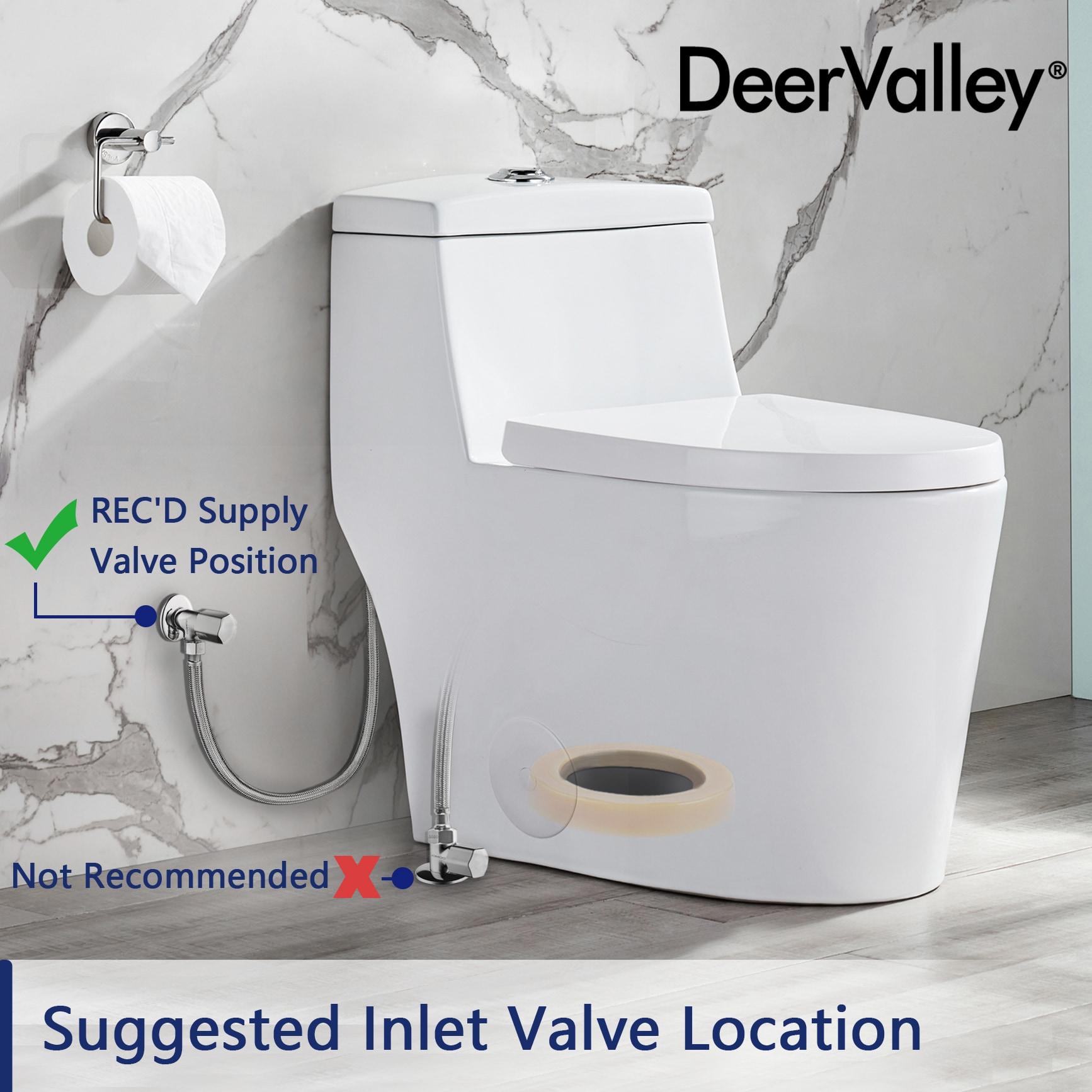 DeerValley Prism Dual-Flush Elongated One-Piece Toilet with Glazed Surface Lower Water Tank for Space Saving (Seat Included)