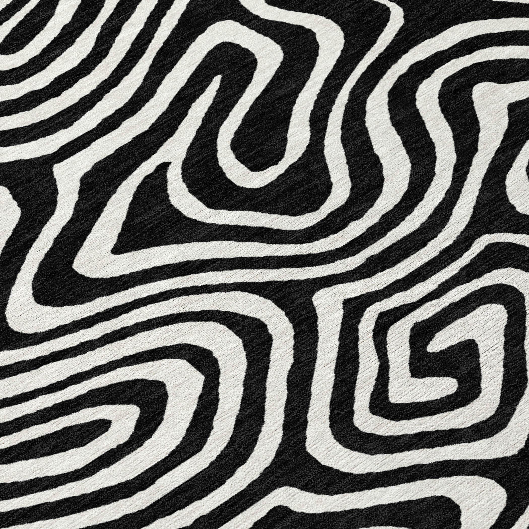 Machine Washable Indoor/Outdoor Chayden ACN1020 Black 8' x 10' Rug