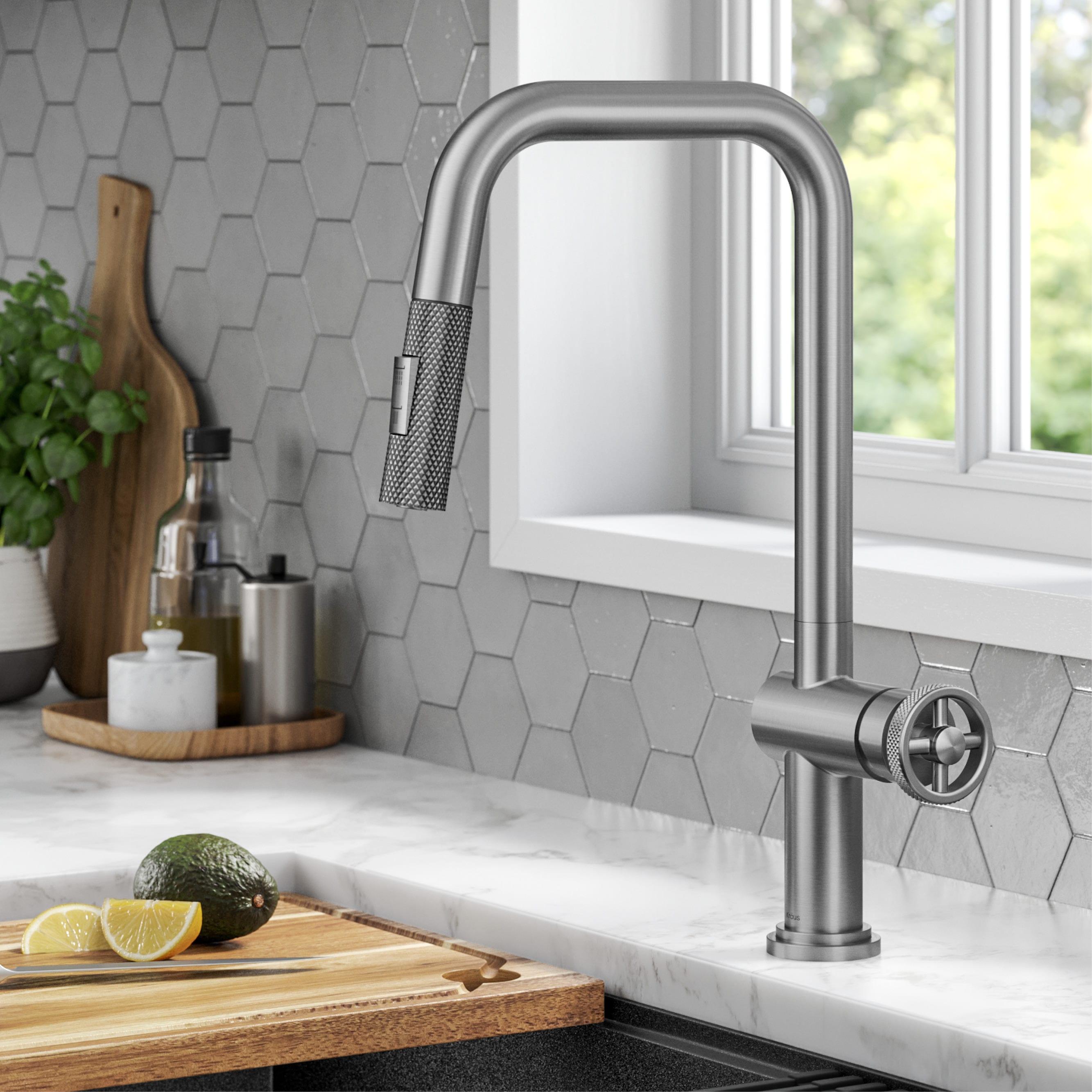 Urbix Industrial Pull-Down Single Handle Kitchen Faucet
