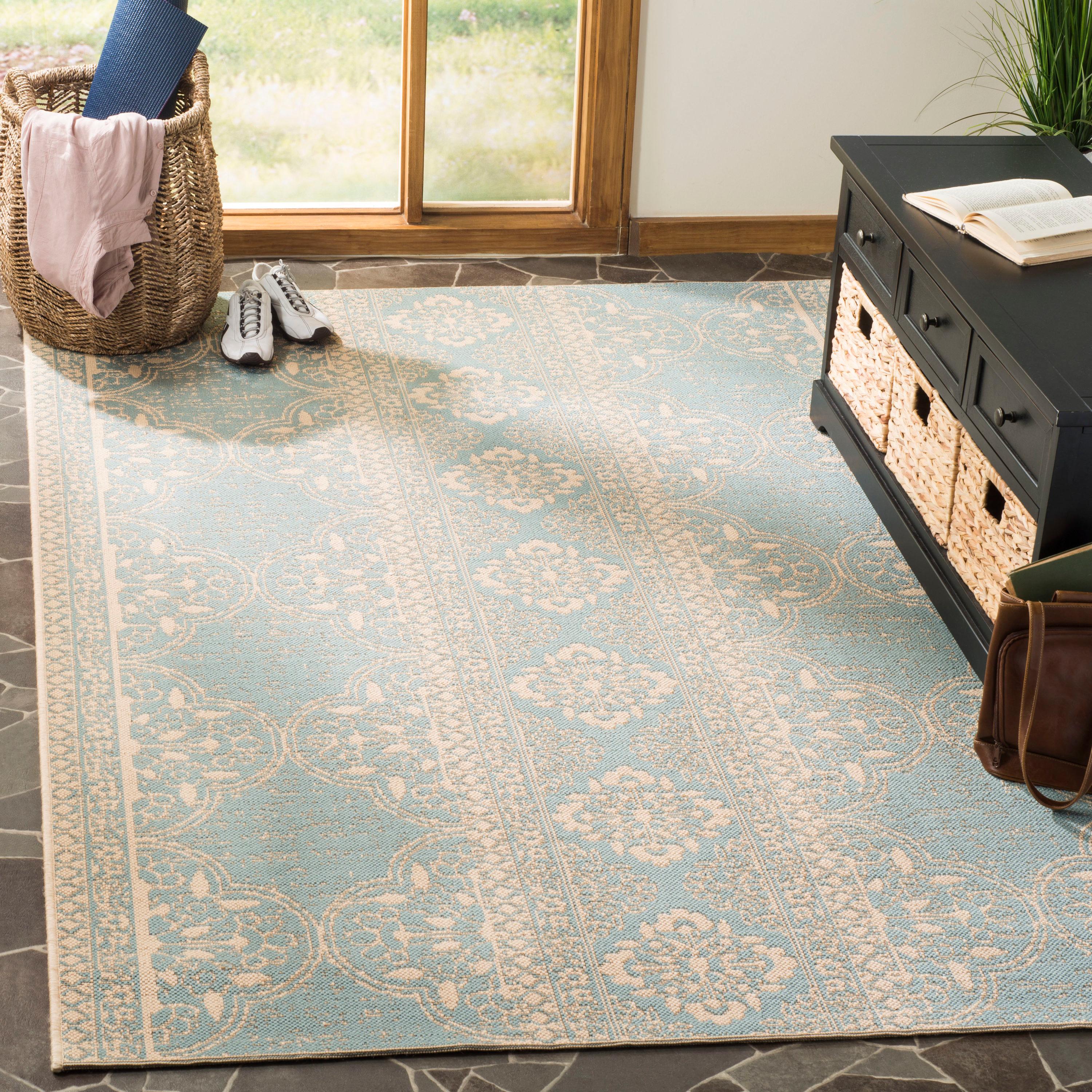 SAFAVIEH Linden Malandra Floral Area Rug, Cream/Aqua, 8' x 10'