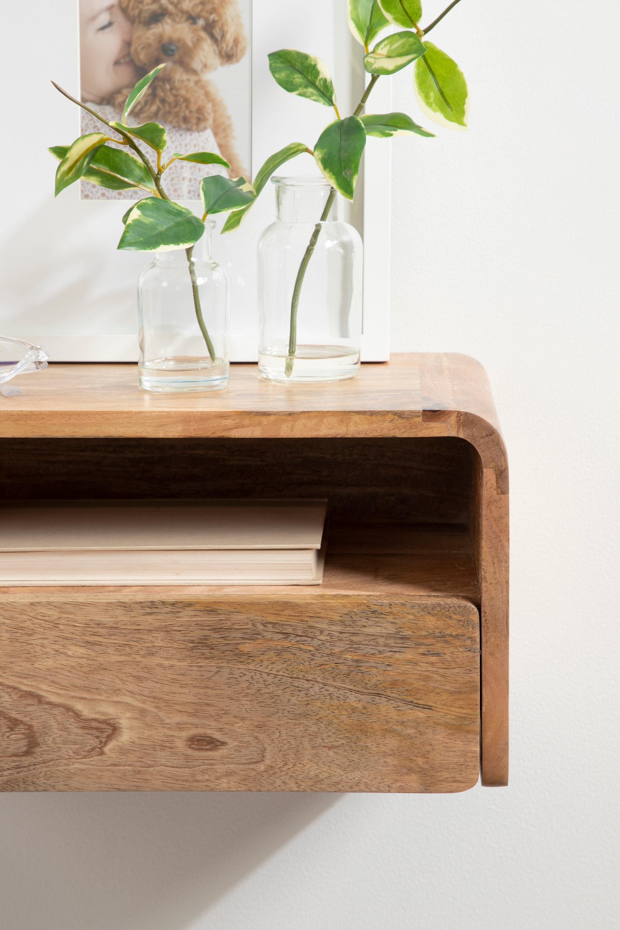 Kate and Laurel Kato Rectangle Wood Floating Side Table, 18x10x9, Natural
