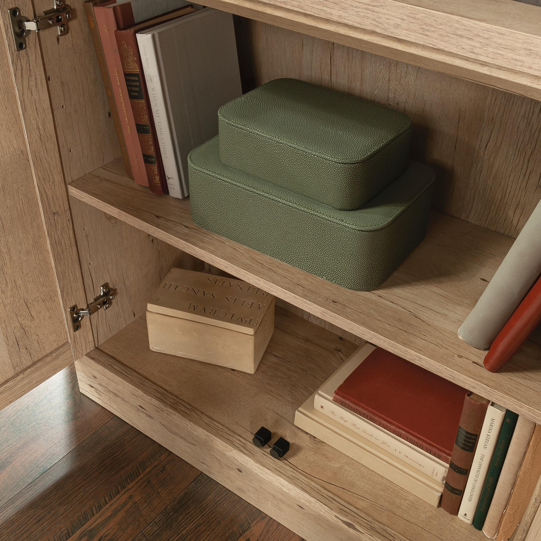 Sauder 70.866" Aspen Post Library Bookcase Prime Oak: Laminated Adjustable Shelves, MDF Frame, Metal Hardware
