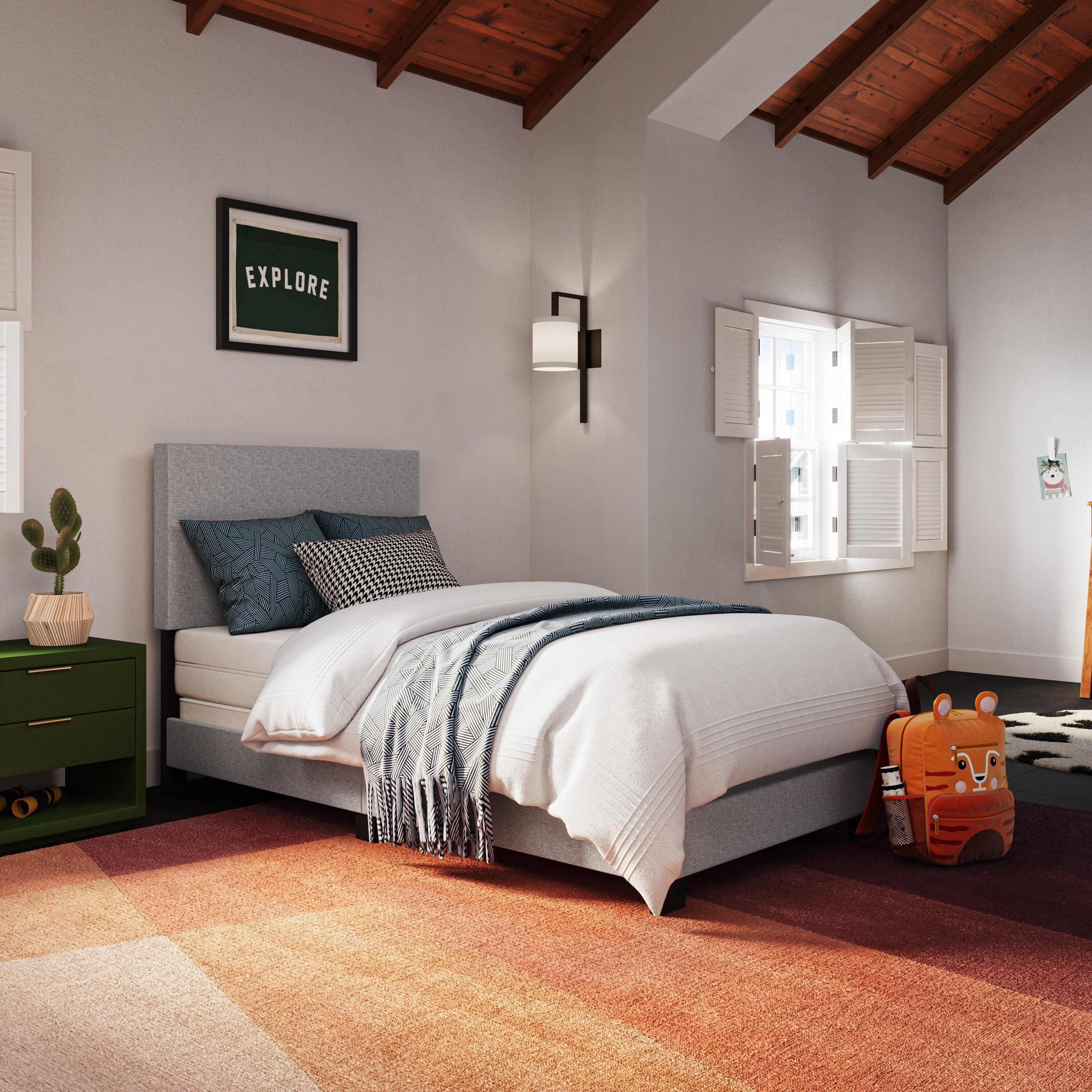 Twin Celeste Modern Upholstered Bed Light Gray - CorLiving