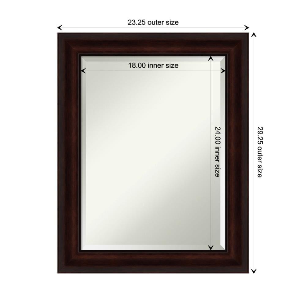 Amanti Art Beveled Bathroom Wall Mirror - Coffee Bean Brown Frame - Coffee Bean Brown Outer Size: 23 x 29 in