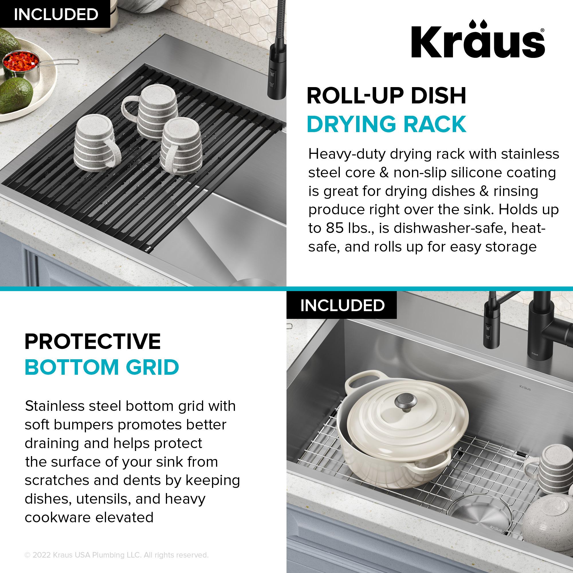 KRAUS Kore™ Workstation Drop-In 16 Gauge Single Bowl Stainless Steel Kitchen Sink