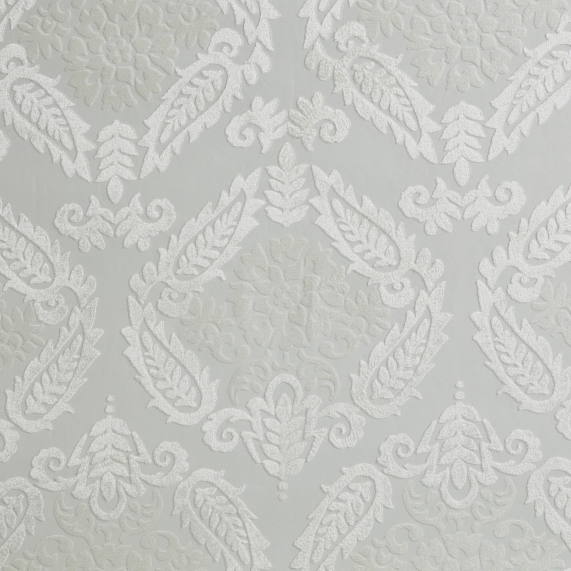 84"x50" Enid Jacquard Paisley Blackout Curtain Panel White: SunSmart, Noise Reduction, Energy Efficient, Grommet Top