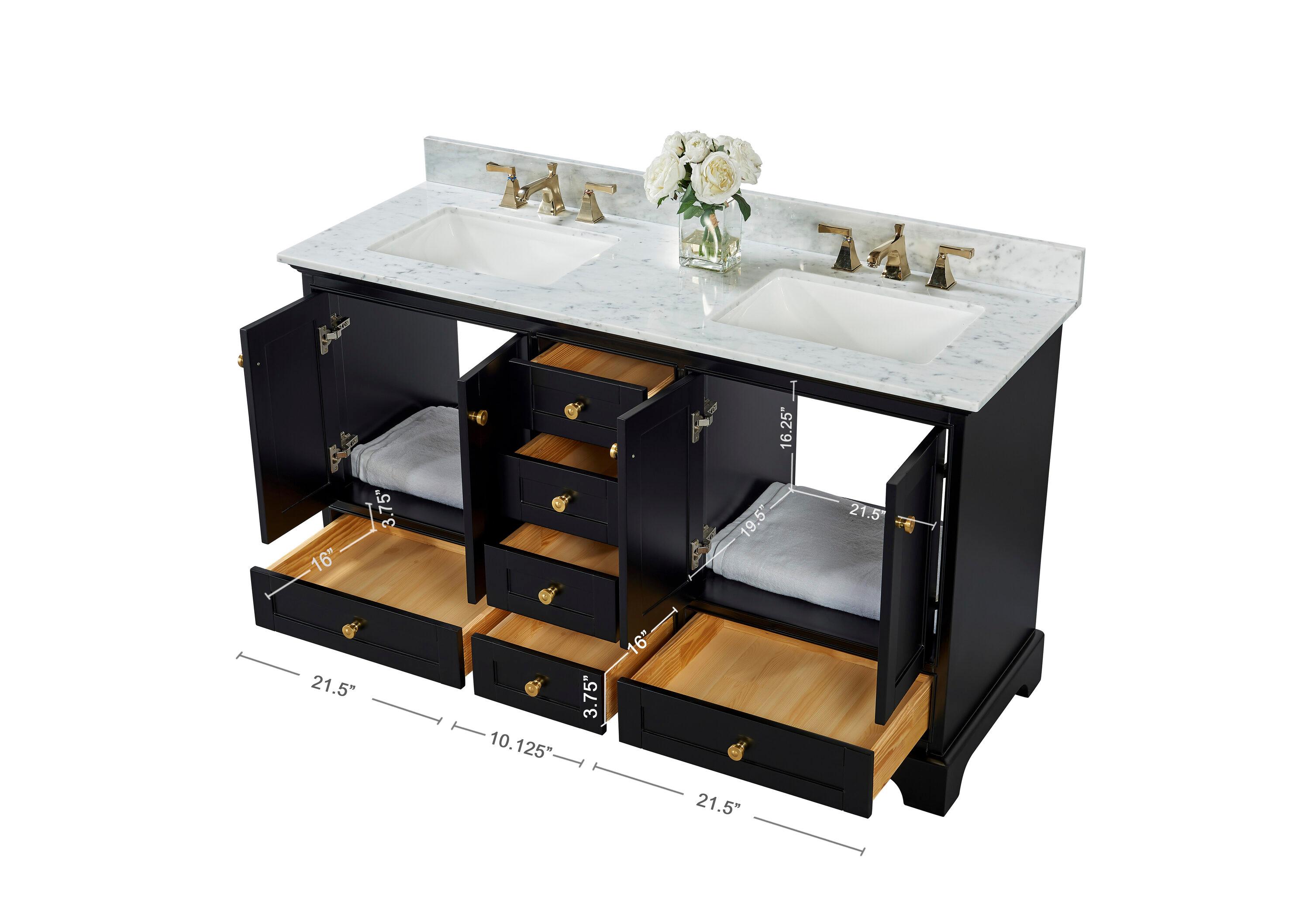 Varna 60'' Double Bathroom Vanity with Marble Top