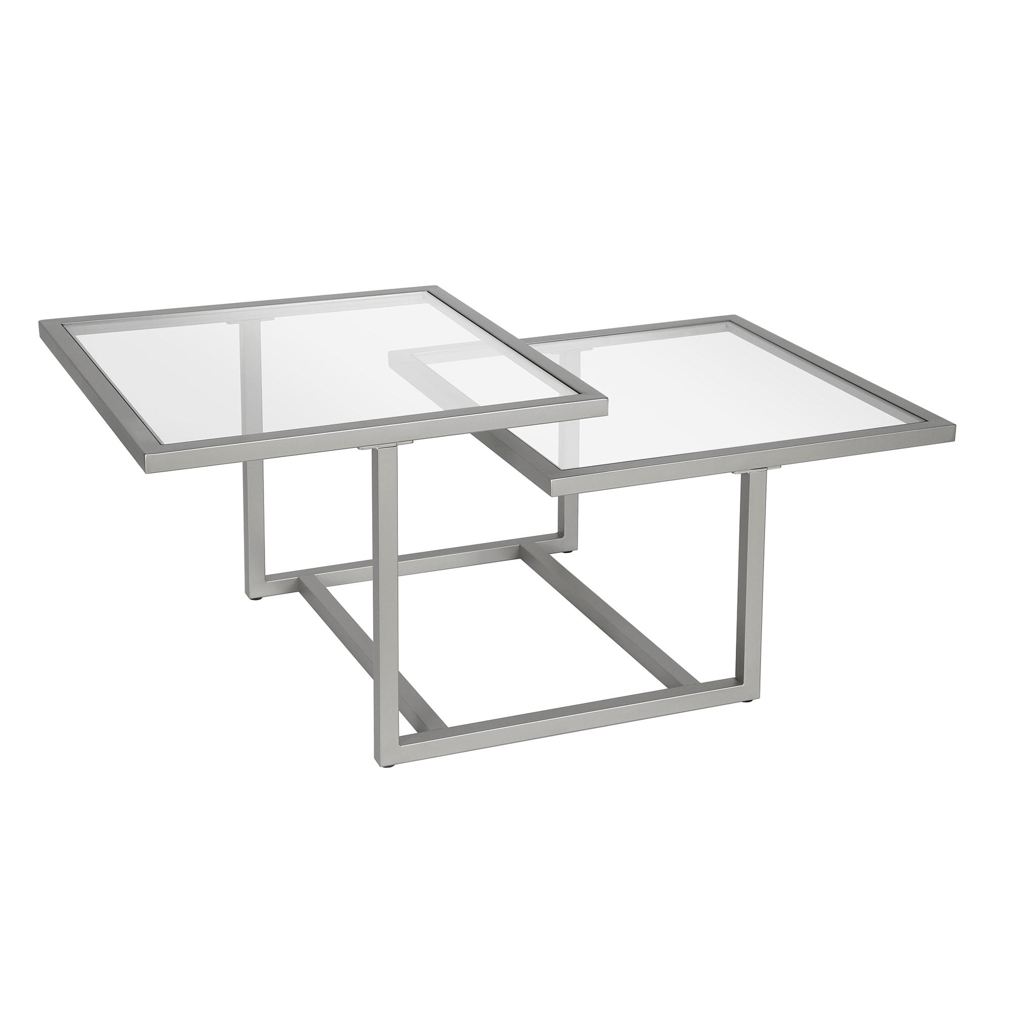 Evelyn&Zoe Amalie 43" Wide Square Coffee Table, Nickel