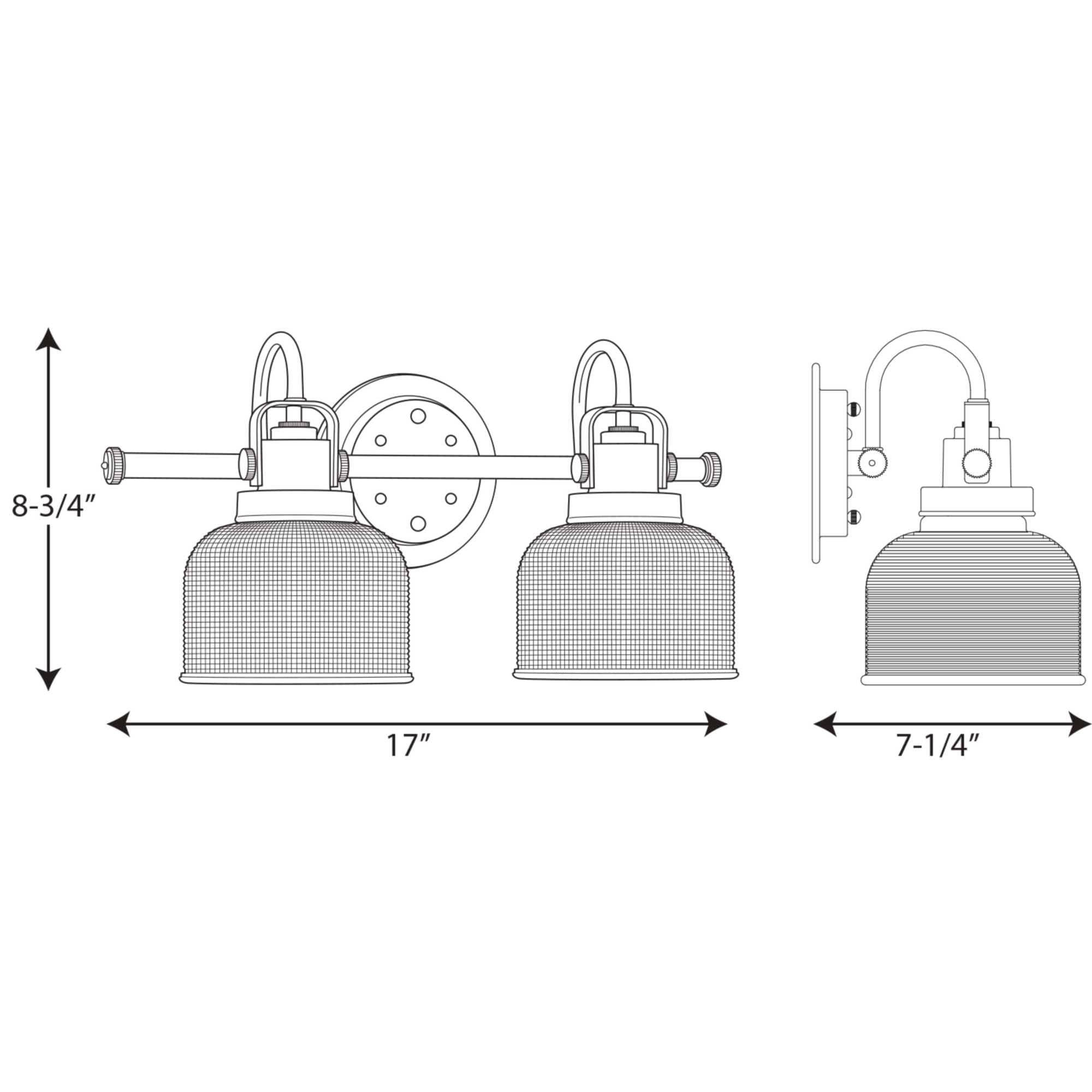 Rosser 2 Light Transparent Dimmable Vanity Light