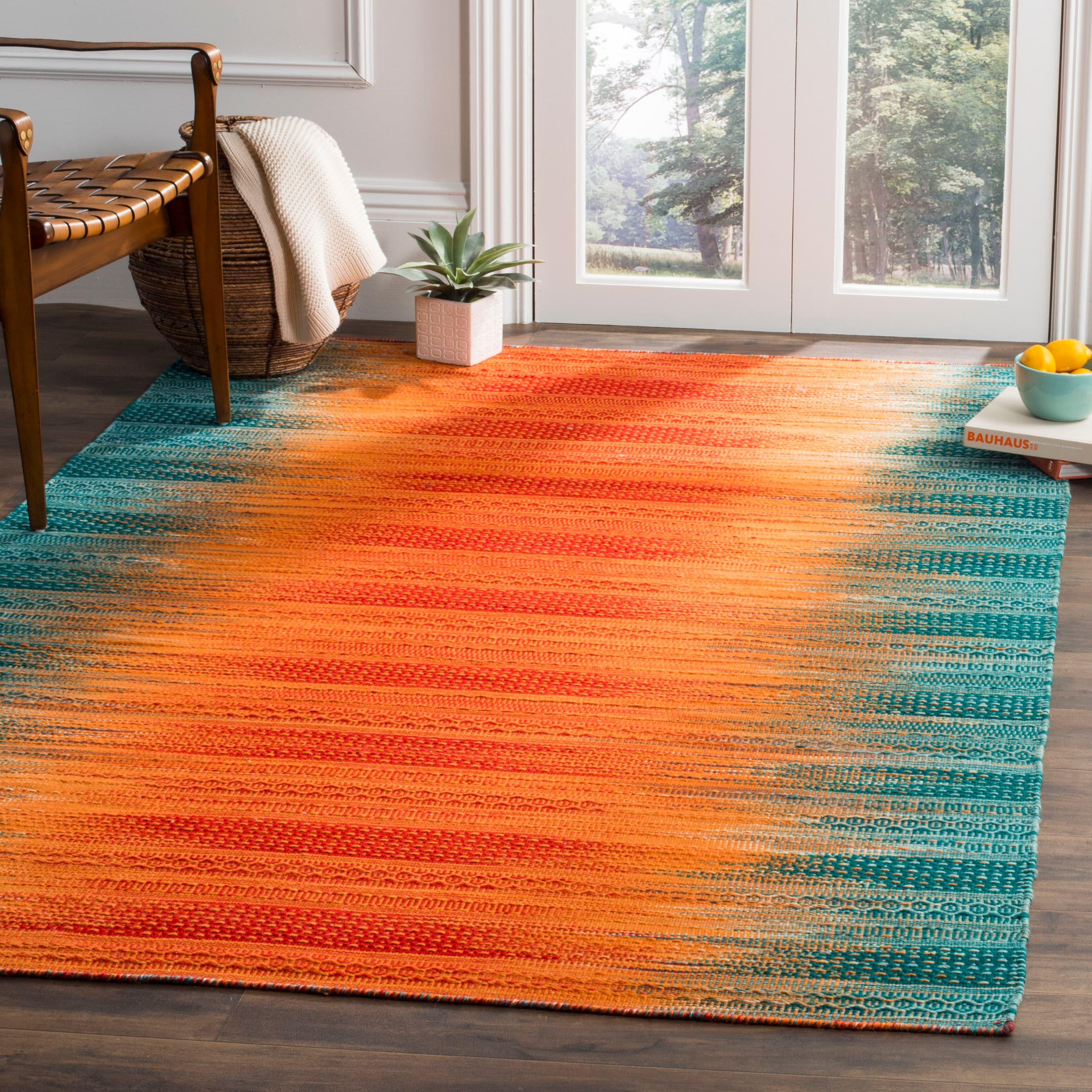 Kilim KLM821 Hand Woven Area Rug - Teal/Red - 4'x6' - Safavieh.