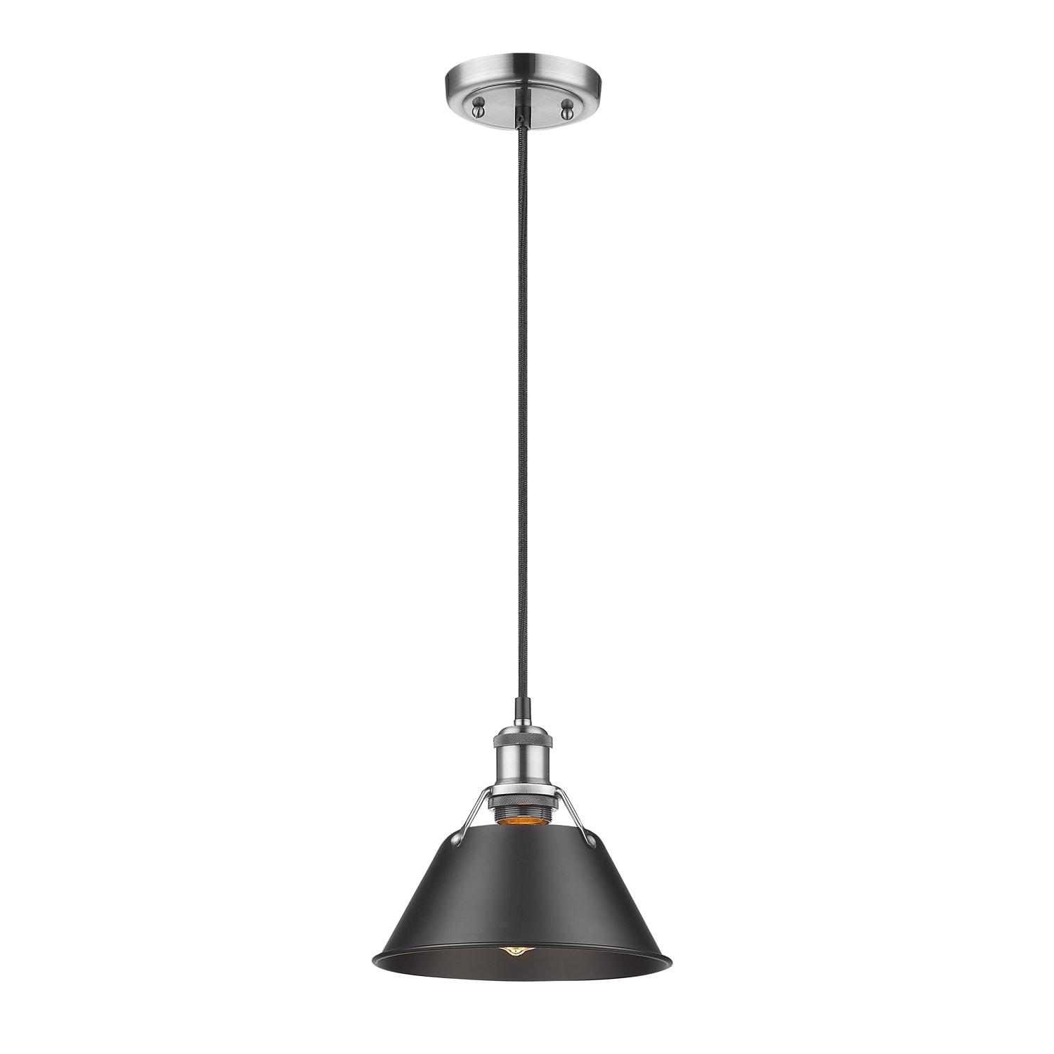 Golden Lighting Orwell 1-Light Mini Pendant in Pewter with Matte Black