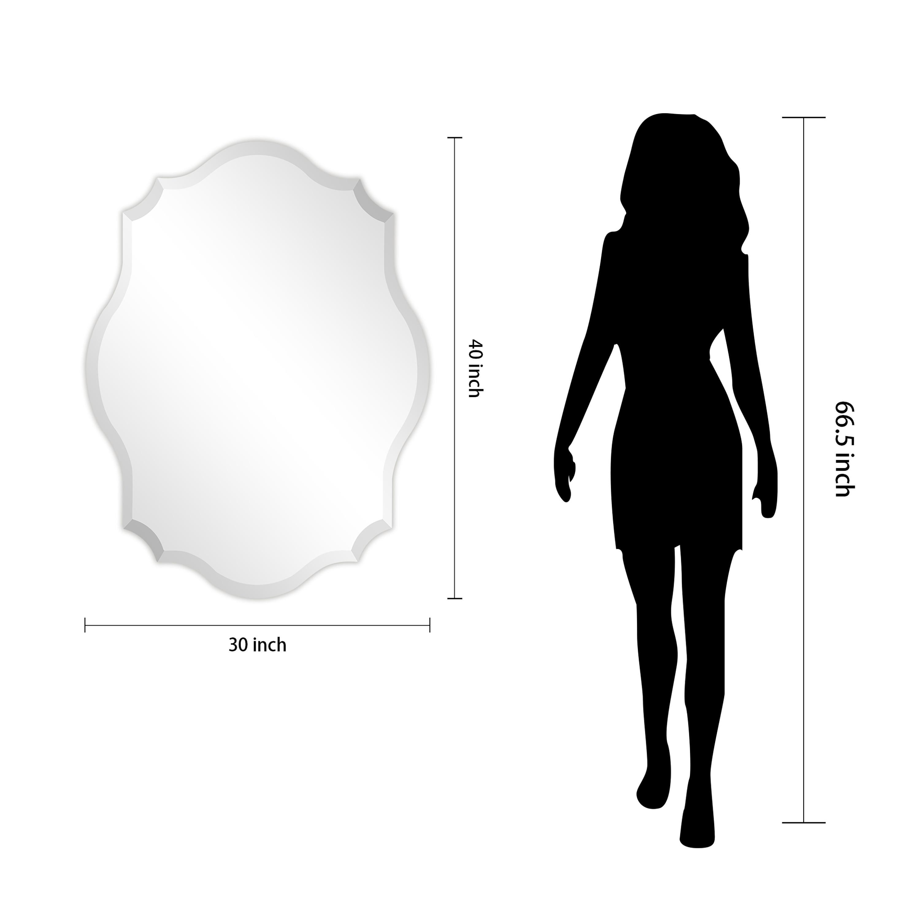 Empire Art Direct Frameless Beveled Oblong Elegant Scalloped Wall Mirror 30 in. x 40 in. x 0.39 in.