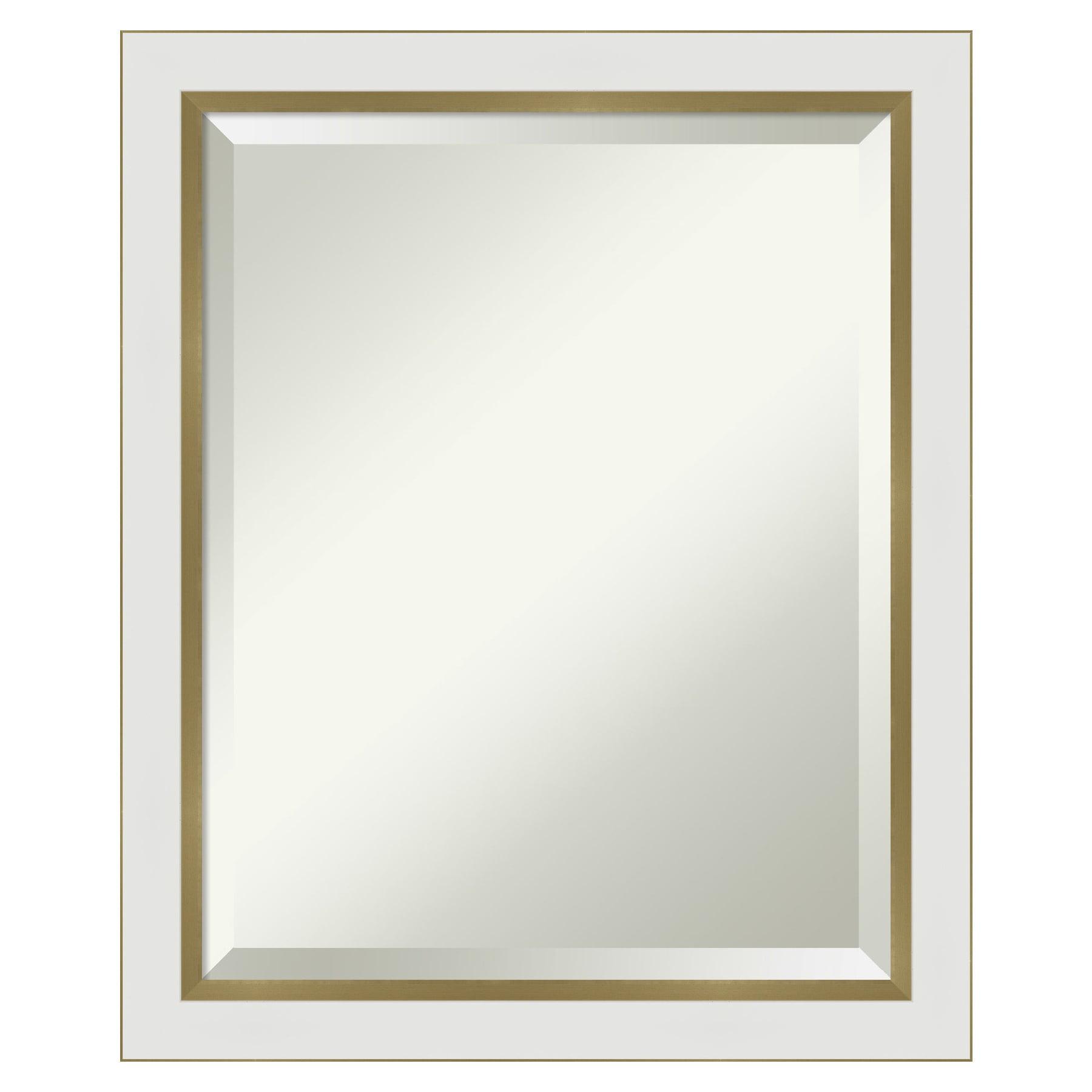 Amanti Art Eva White Gold Narrow Framed Wall Mirror - 19.12 x 23.12 in