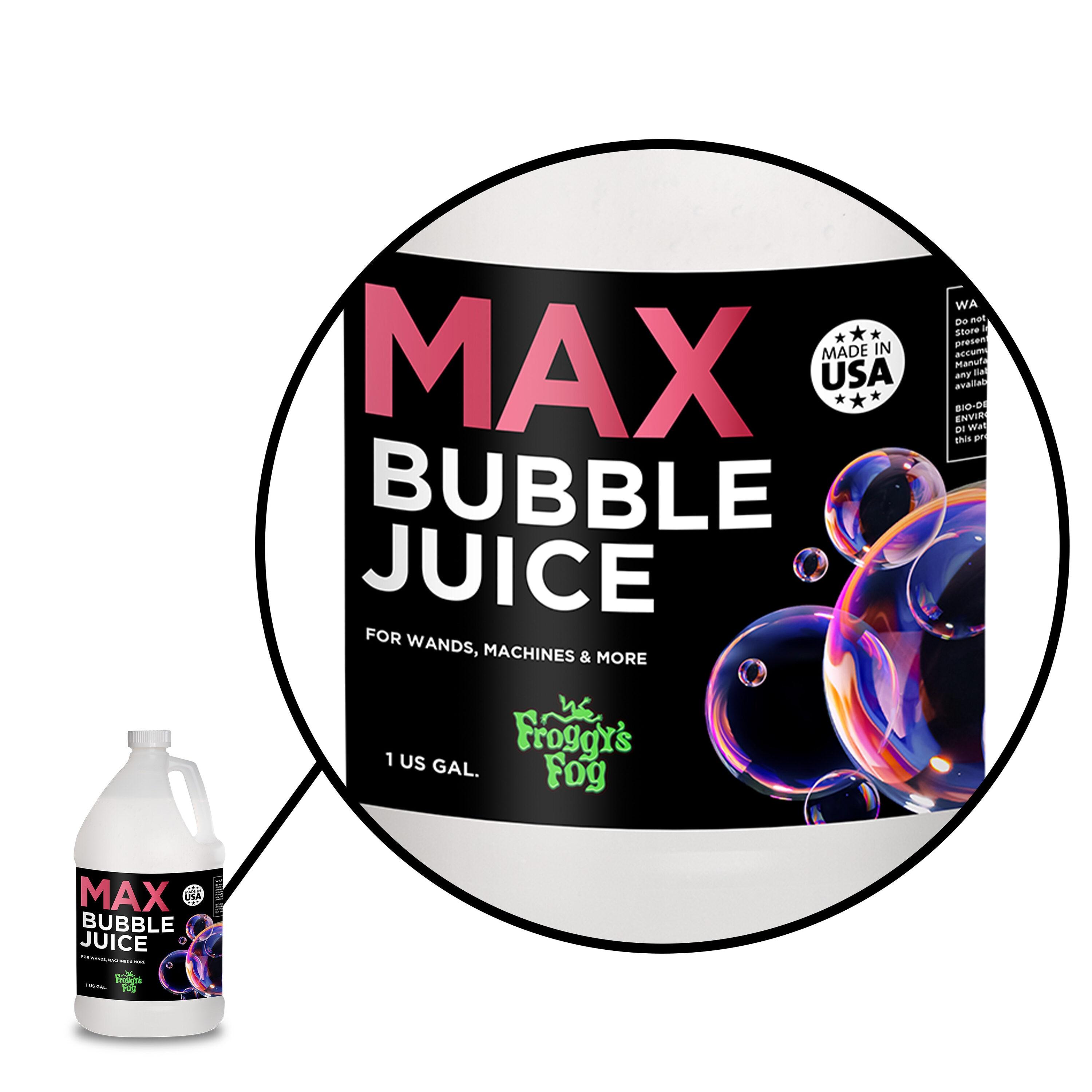 Froggy's Fog MAX Bubble Juice, Strong, Long-Lasting Bubble Solution Creates 10x Bubbles for Bubble Machines, Bubblers, and Bubble Wands, 1 Gallon