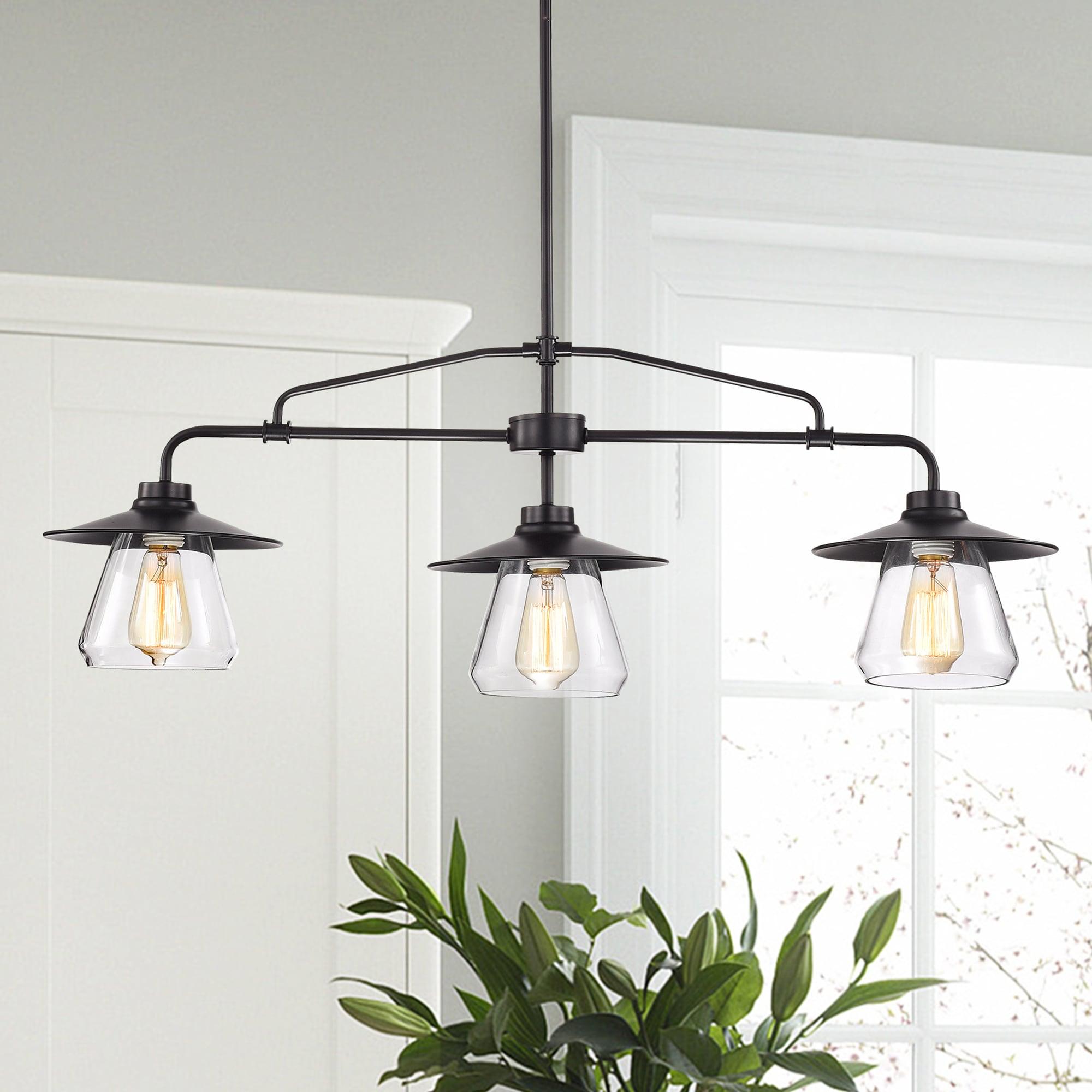 Temet 35.8" Matte Black Linear Chandelier with Edison Bulbs