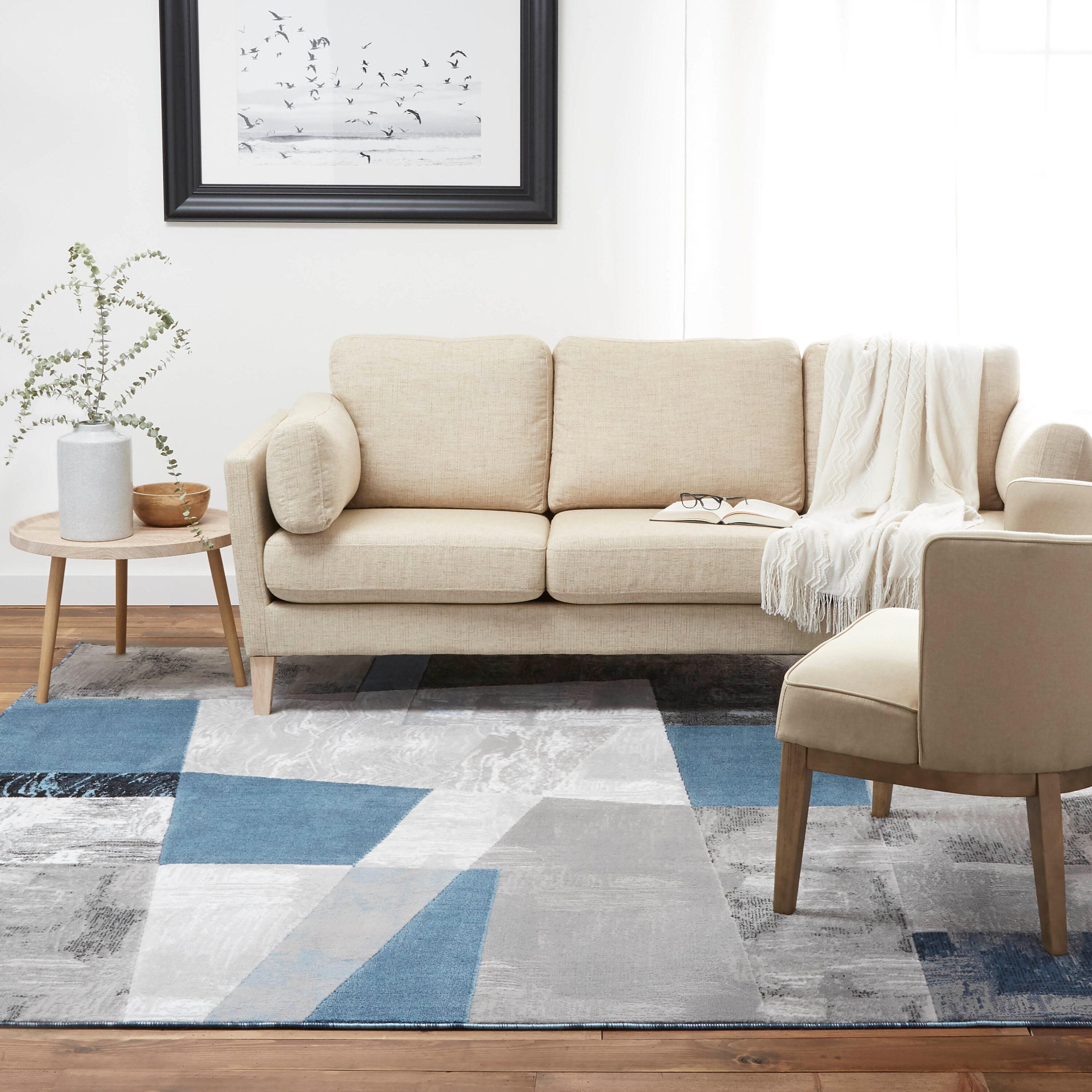 Home Dynamix Catalina Bismark Contemporary Geometric Area Rug, Grey/Blue, 5'3"x7'2"