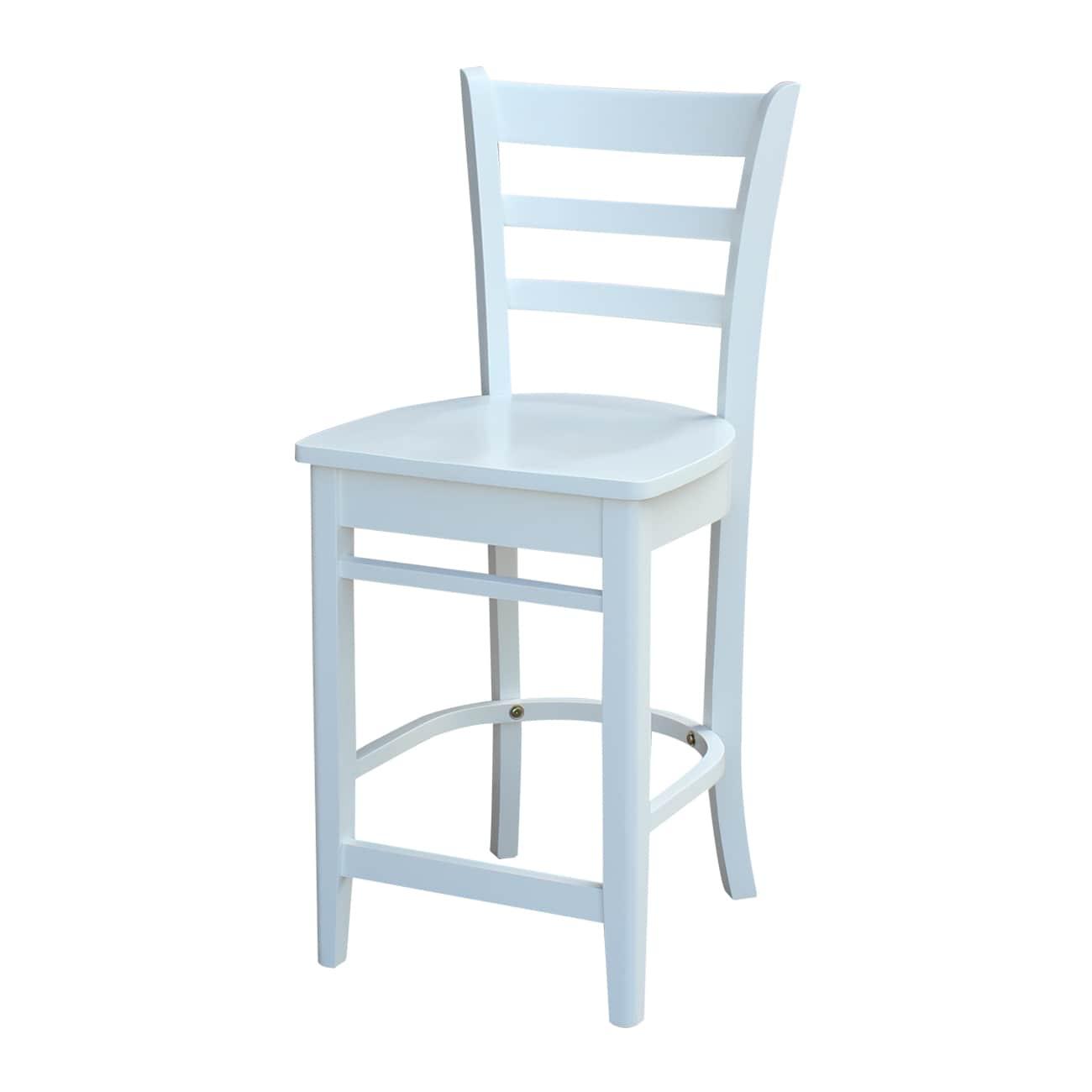 24" Emily Counter Height Barstool White - International Concepts: Hardwood Frame, Ladder-Back Design, Kitchen-Compatible