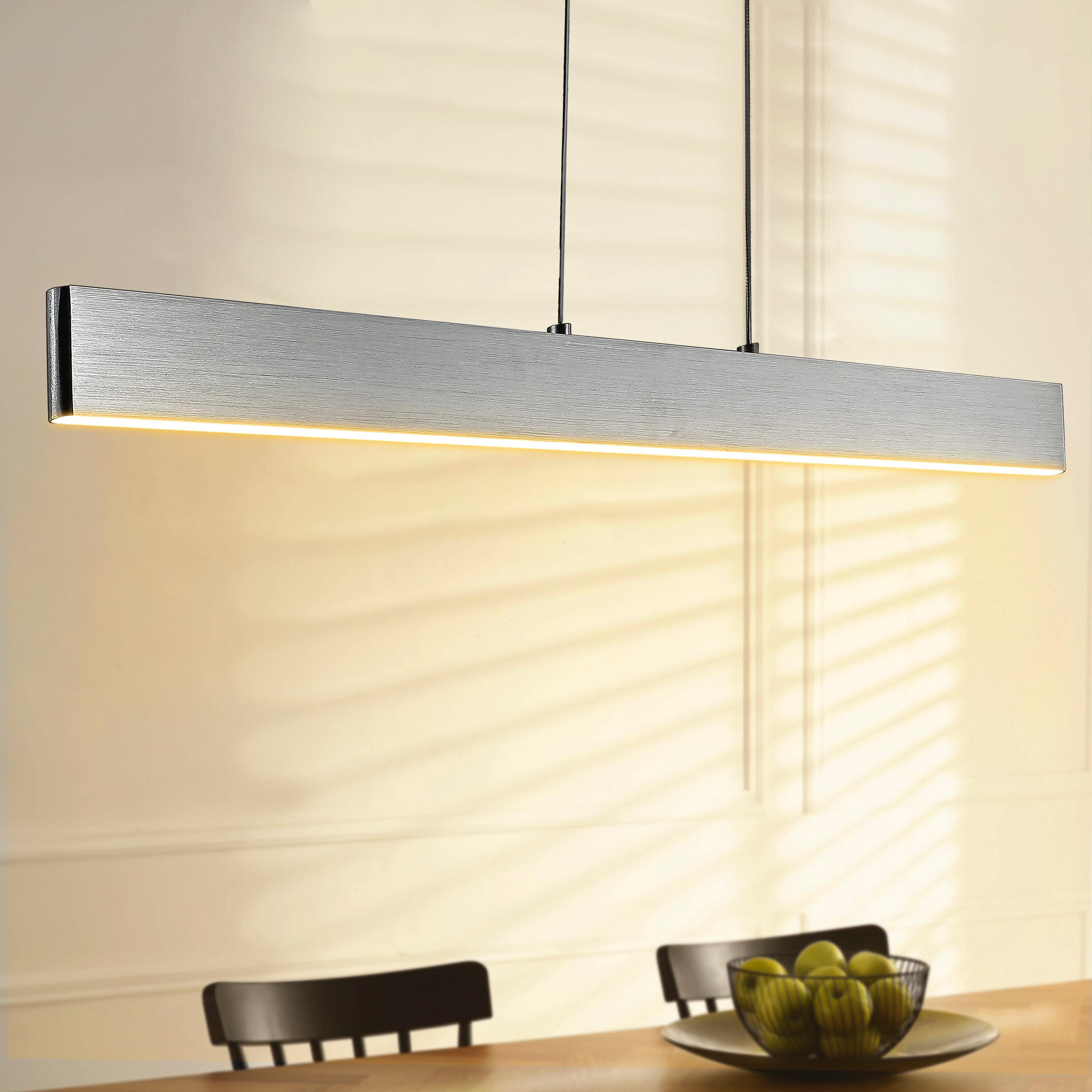 Draper 40" Dimmable Adjustable Integrated LED Metal Linear Pendant, Brushed Aluminum