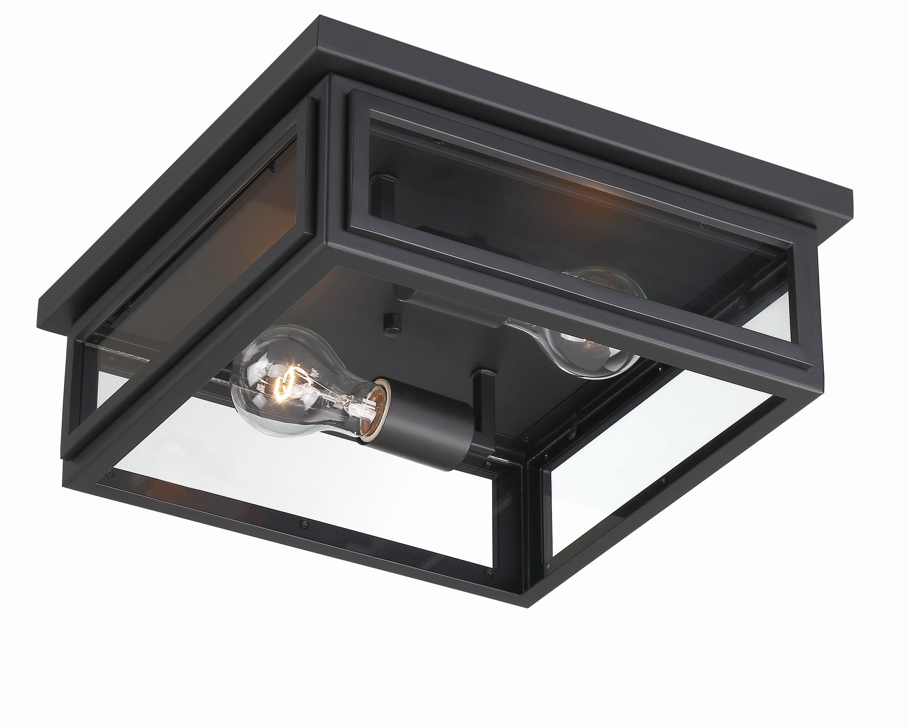 Crystorama Matte Black 2 - Bulb Outdoor Flush Mount