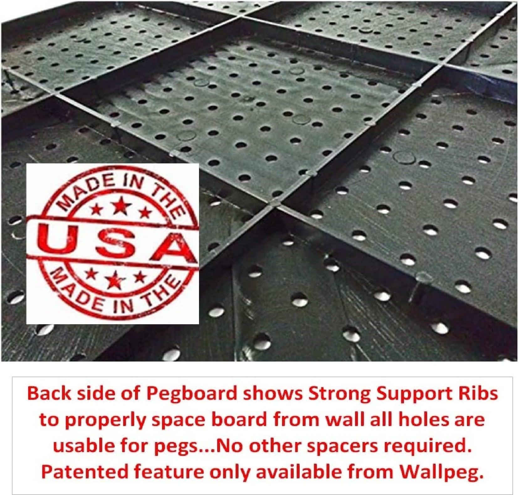 WallPeg Plastic Pegboard Panels, 96" Wide Garage Tool Pegboard, Black