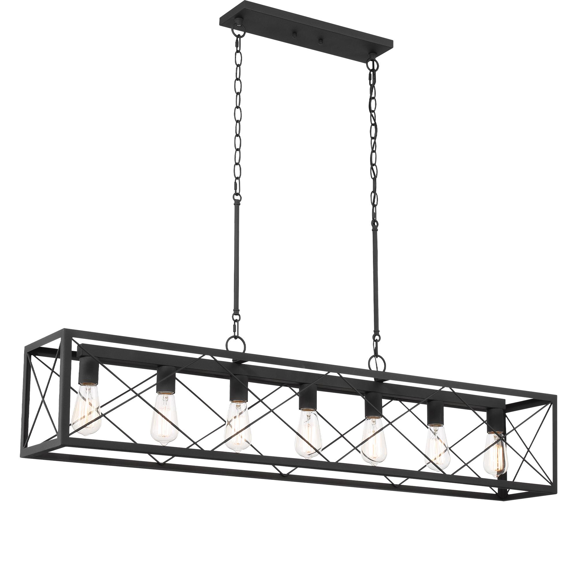 ACROMA Kiro 7-light Farmhouse 48In Linear Chandelier Industrial Rectangle Dining Lighting with UL certified Aged Zinc