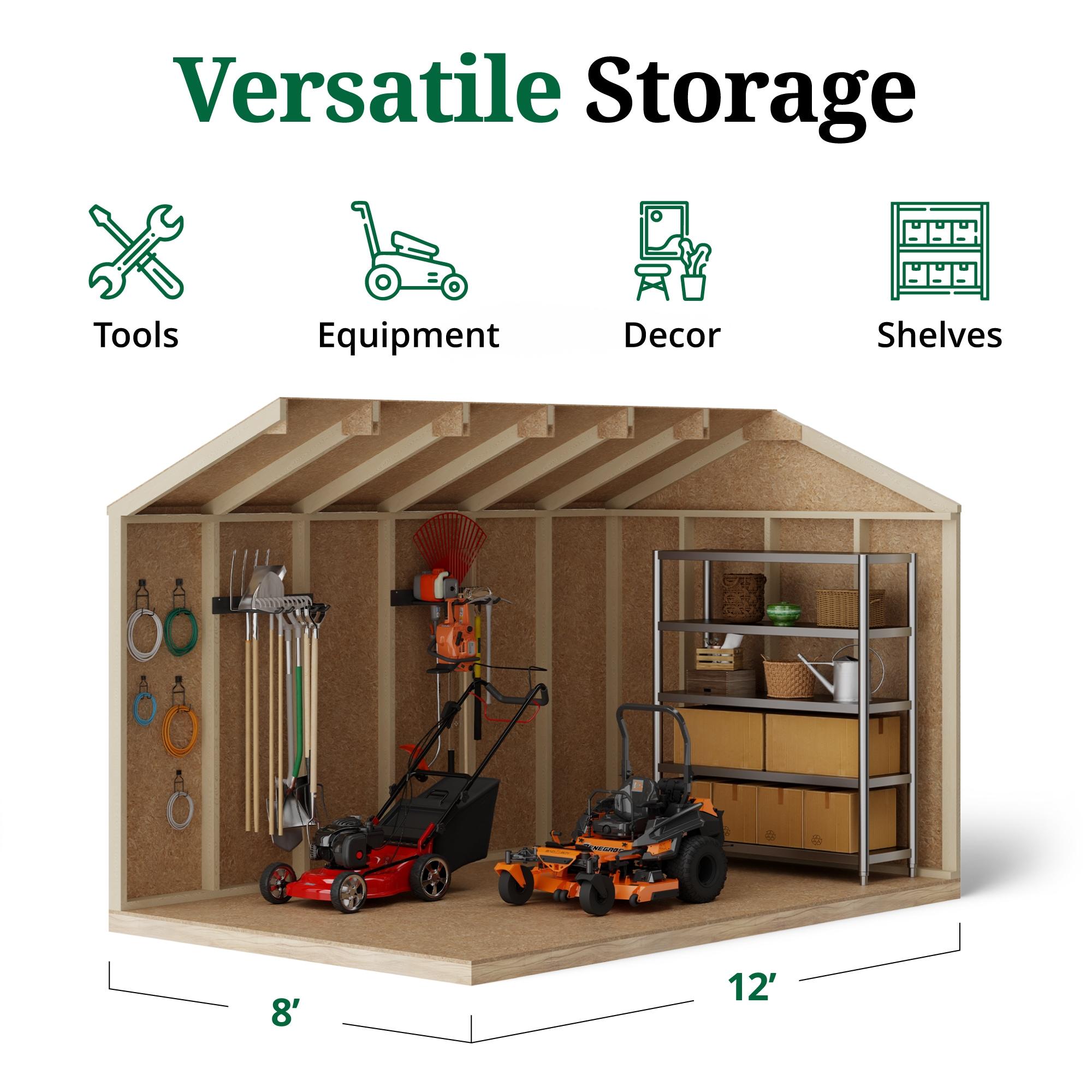 Little Cottage Co. 8x12 Value Workshop Shed with Operable Windows and Floor, Outdoor Wood Storage Do-It-Yourself Precut Kit